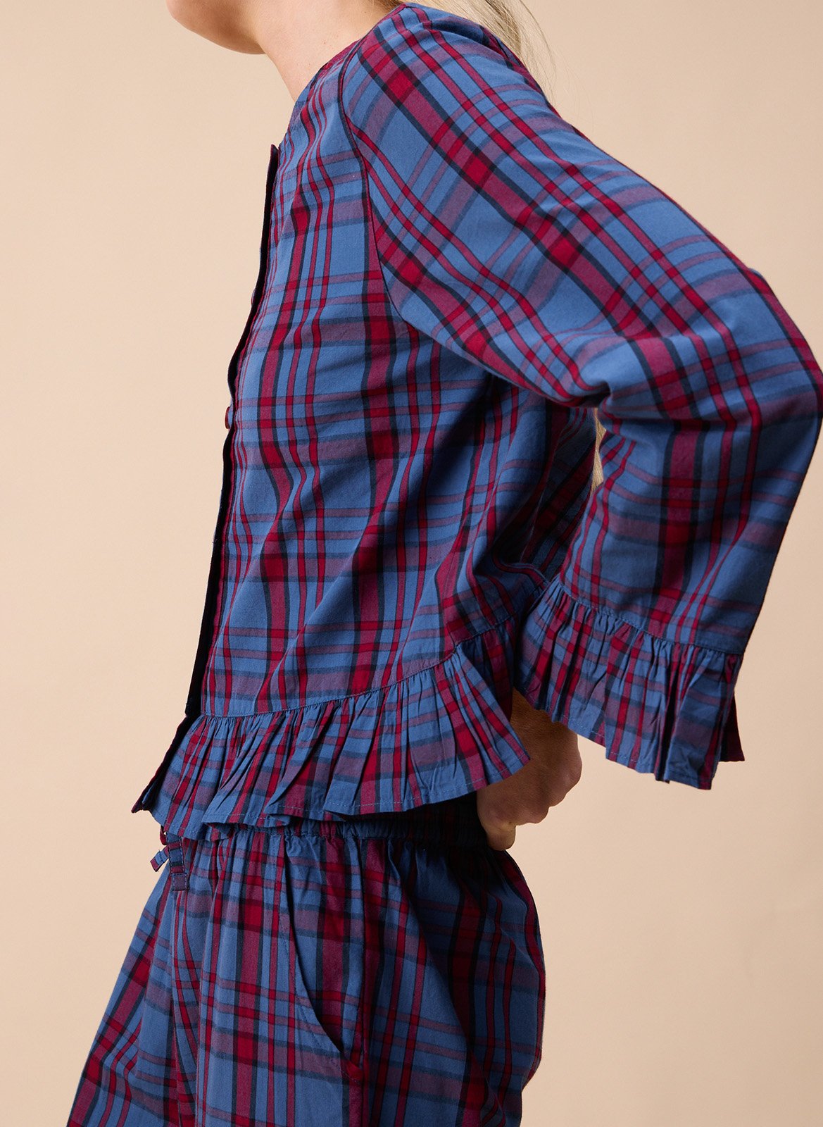 Pyjamamuster in Karo aus Baumwolle TBCO Blau