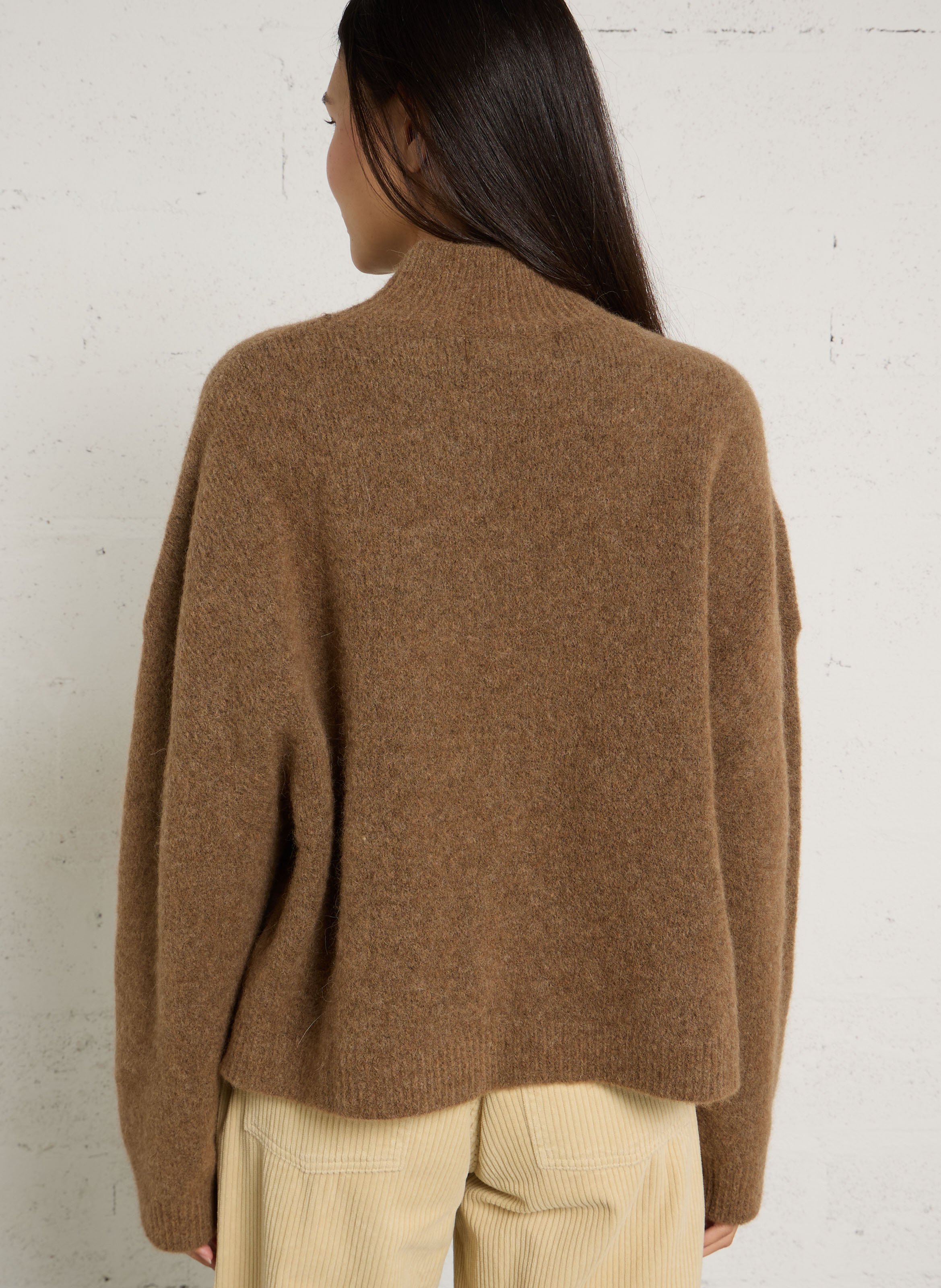 Alpaca and merino wool turtleneck sweater BELLEPIECE Brown