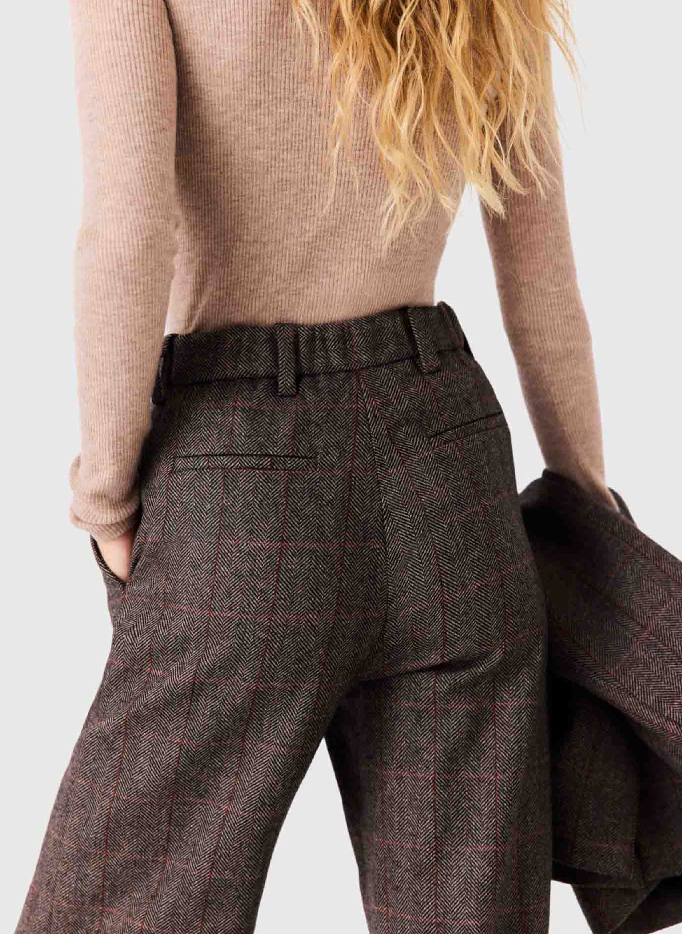 Wide-leg wool-blend pants MAJE Brown