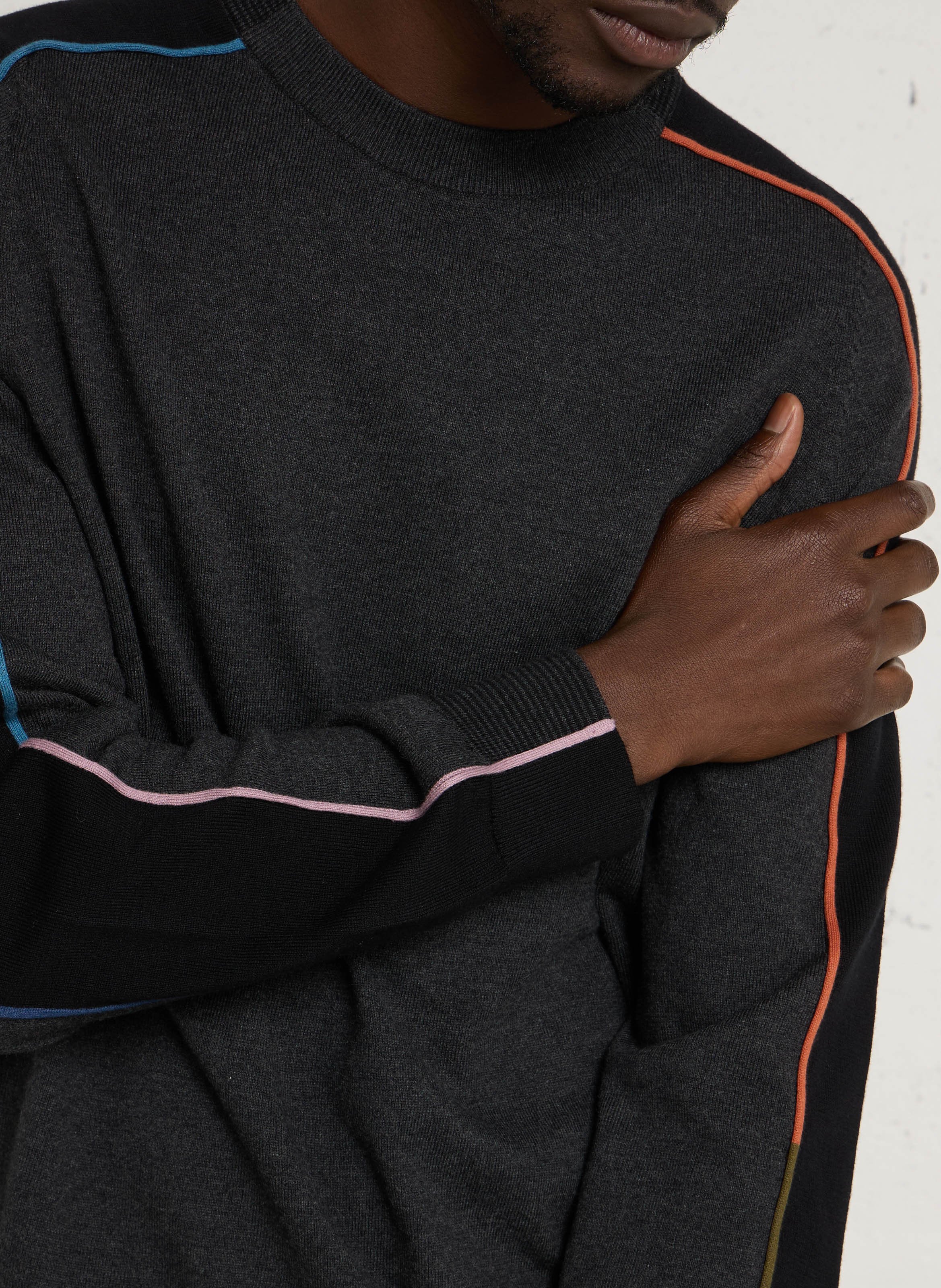 Pull fin col rond en coton et laine PAUL SMITH Noir