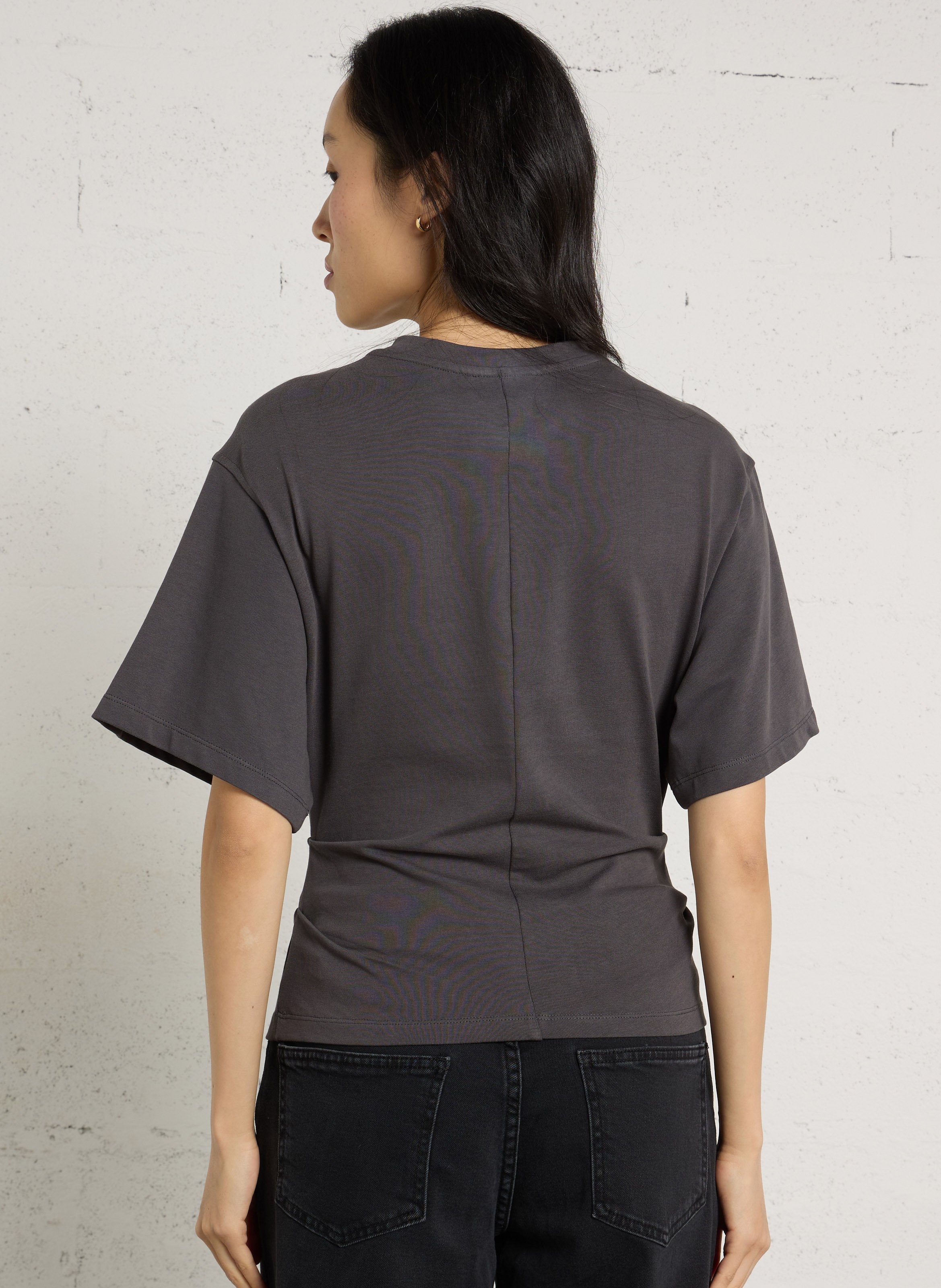 Tee-shirt manches courtes froncé en coton BERENICE Gris