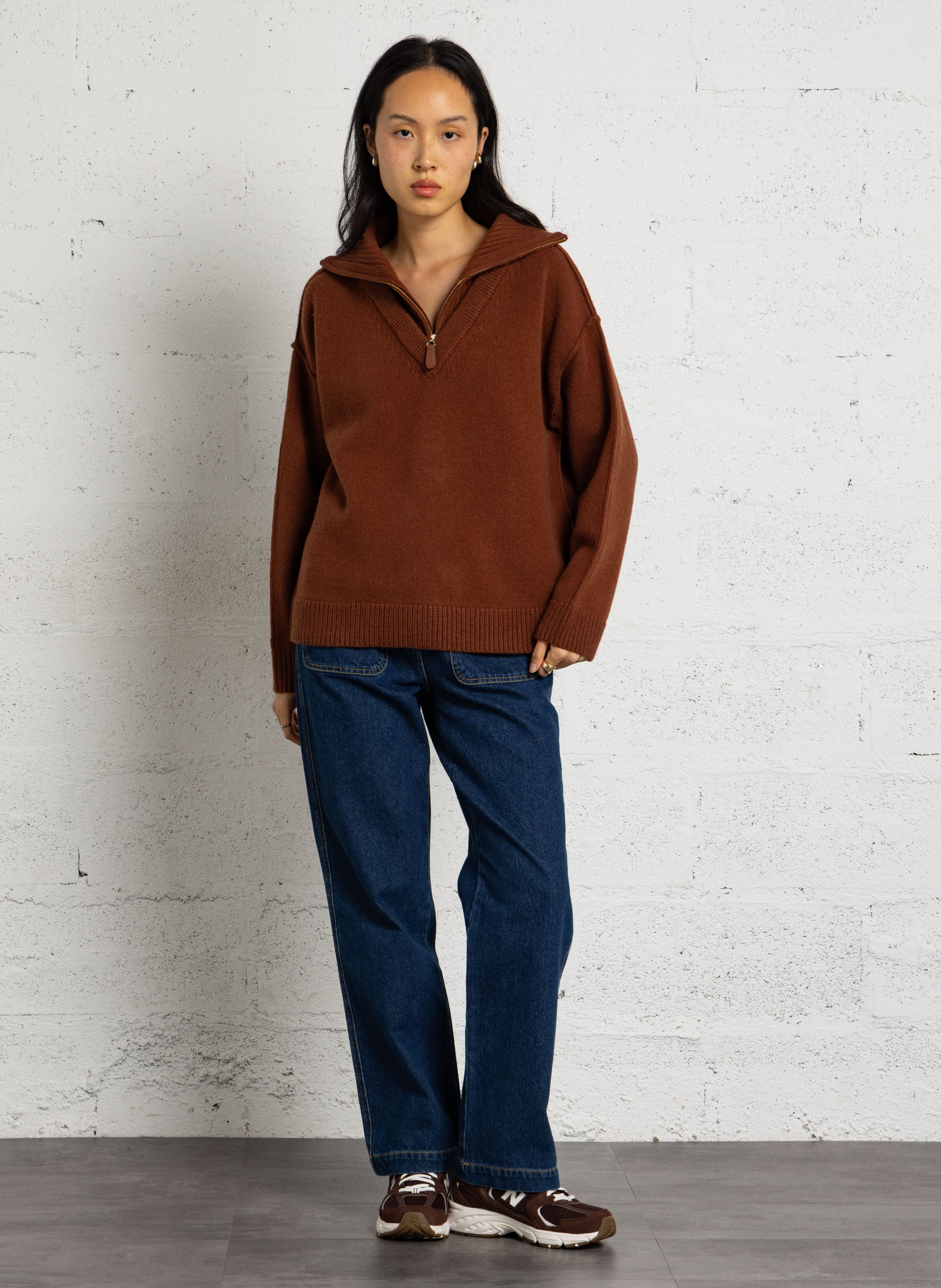 High-neck wool jacket MAISON 123 Brown