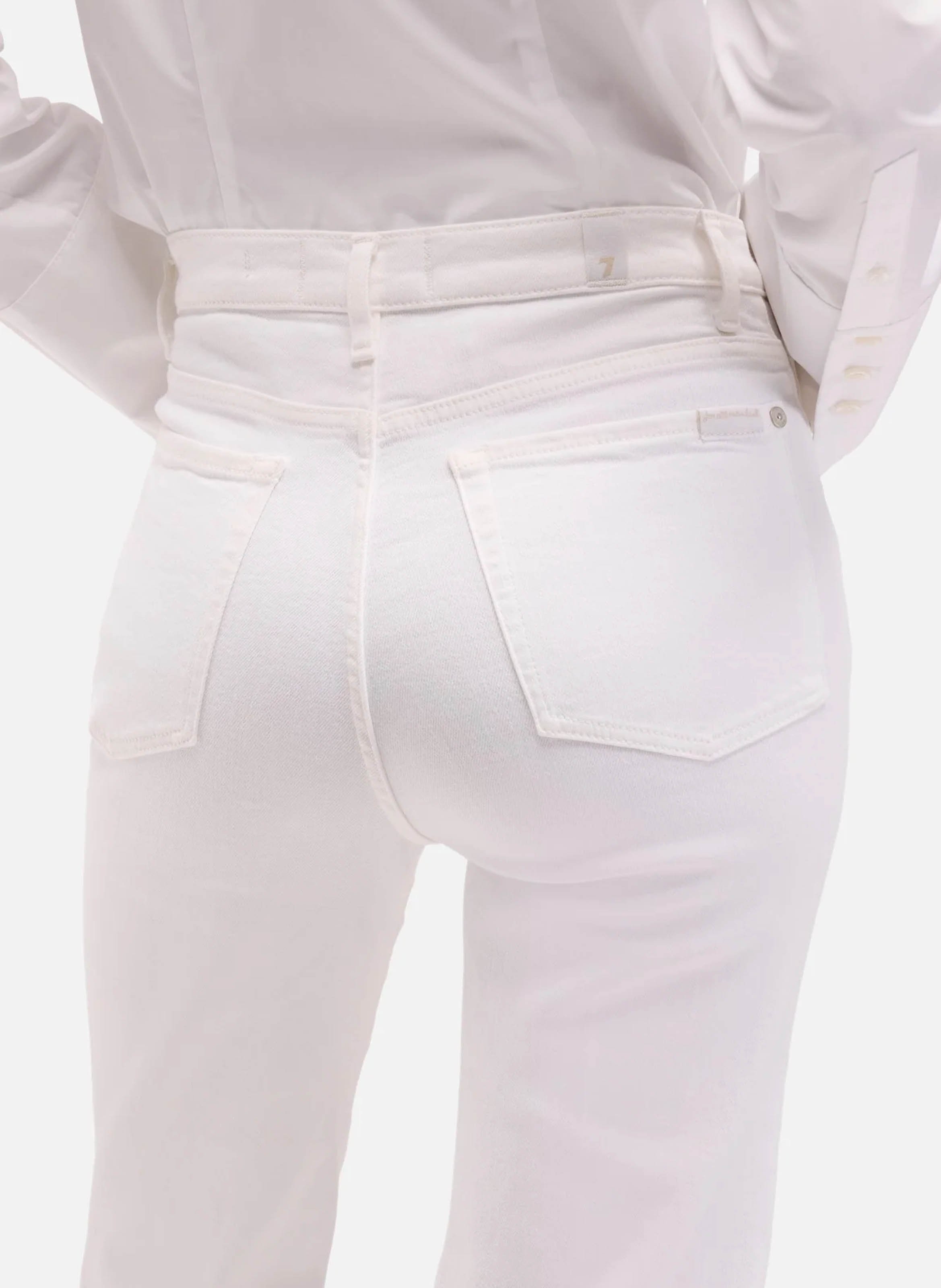 Jean flare taille haute uni 7 FOR ALL MANKIND Blanc