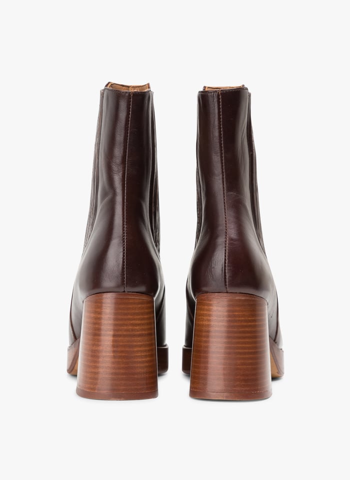 Bottines en cuir velours Marron