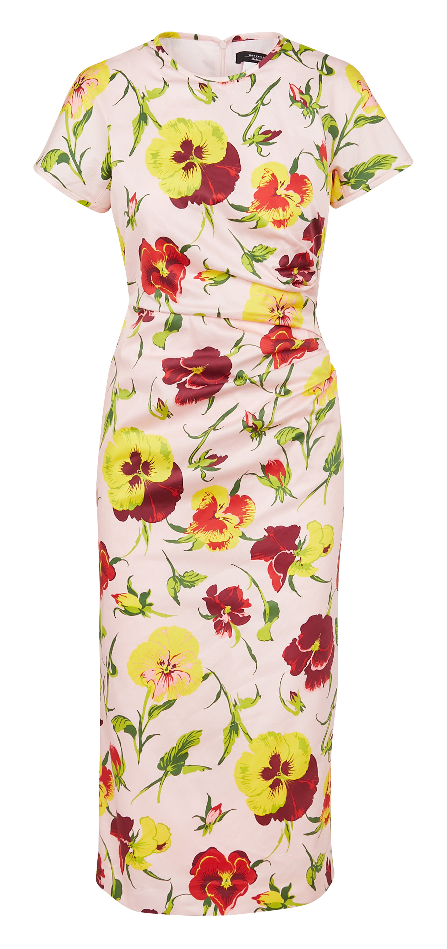 Robe midi col rond imprimé floral en coton MAX MARA WEEK END Rose