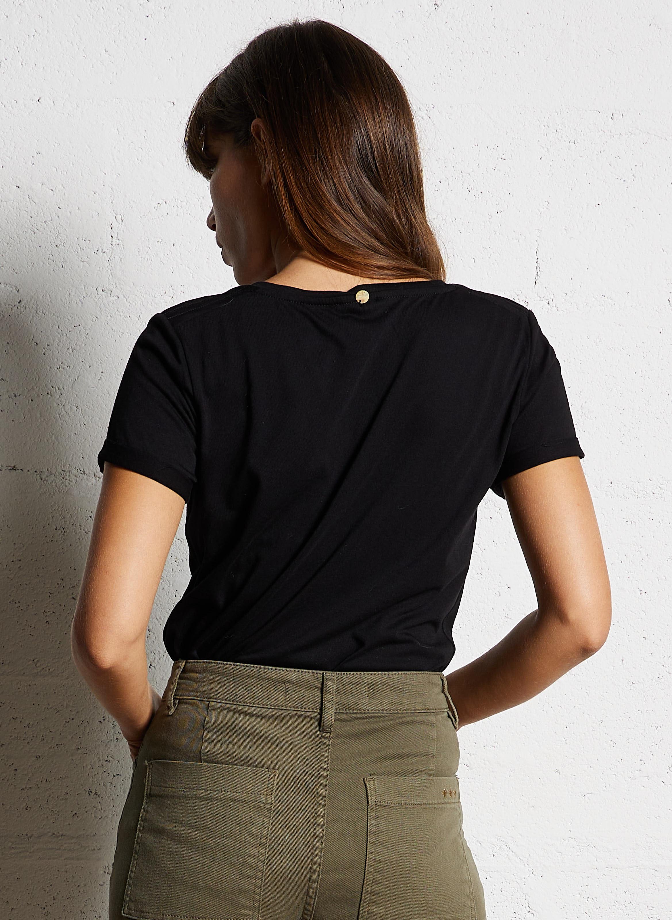 Round neck cotton blend t-shirt ONE STEP Black