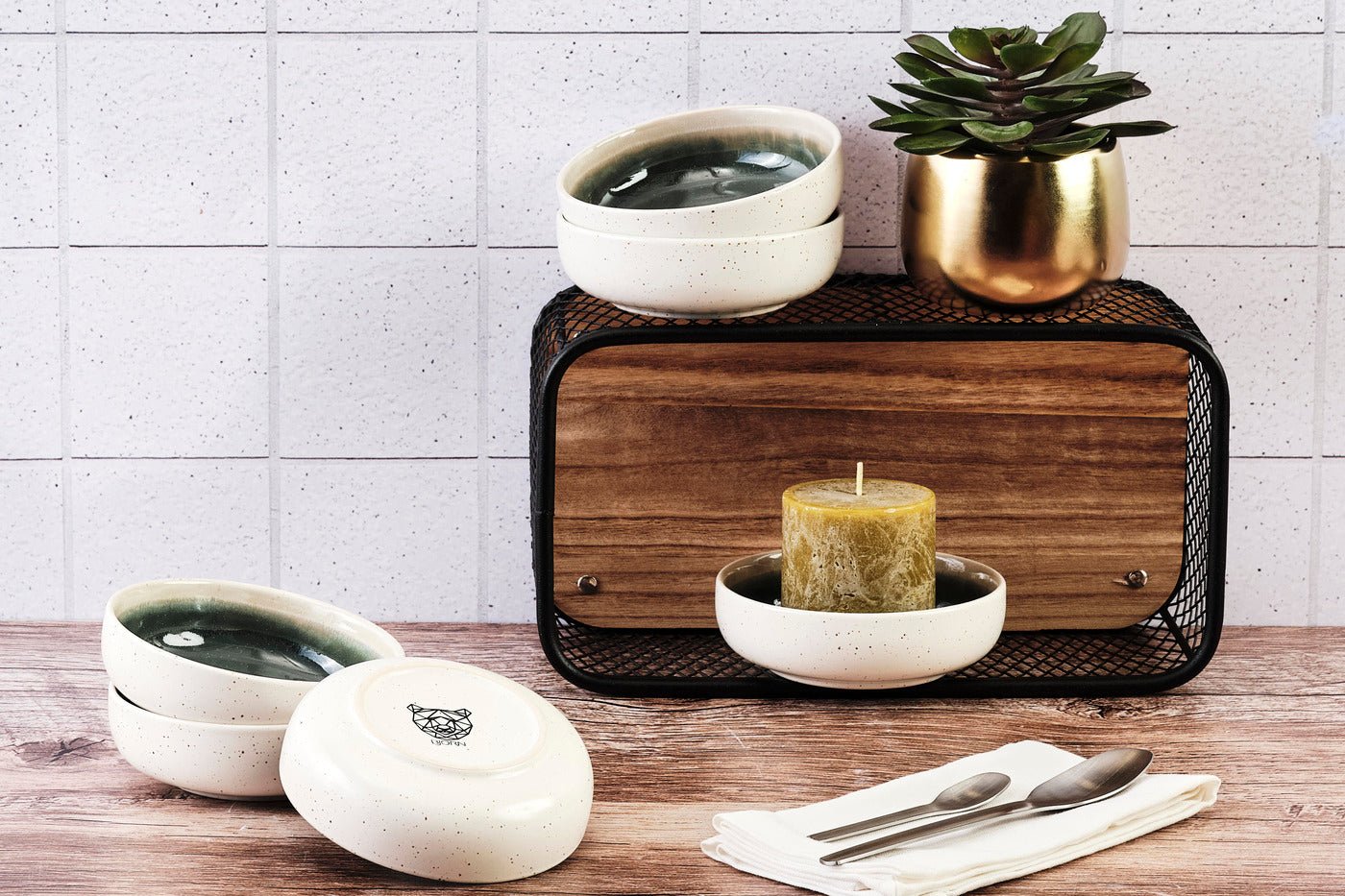 Bol oxygen ø13cm - 6 pièces - vert de gris BJORN Vert