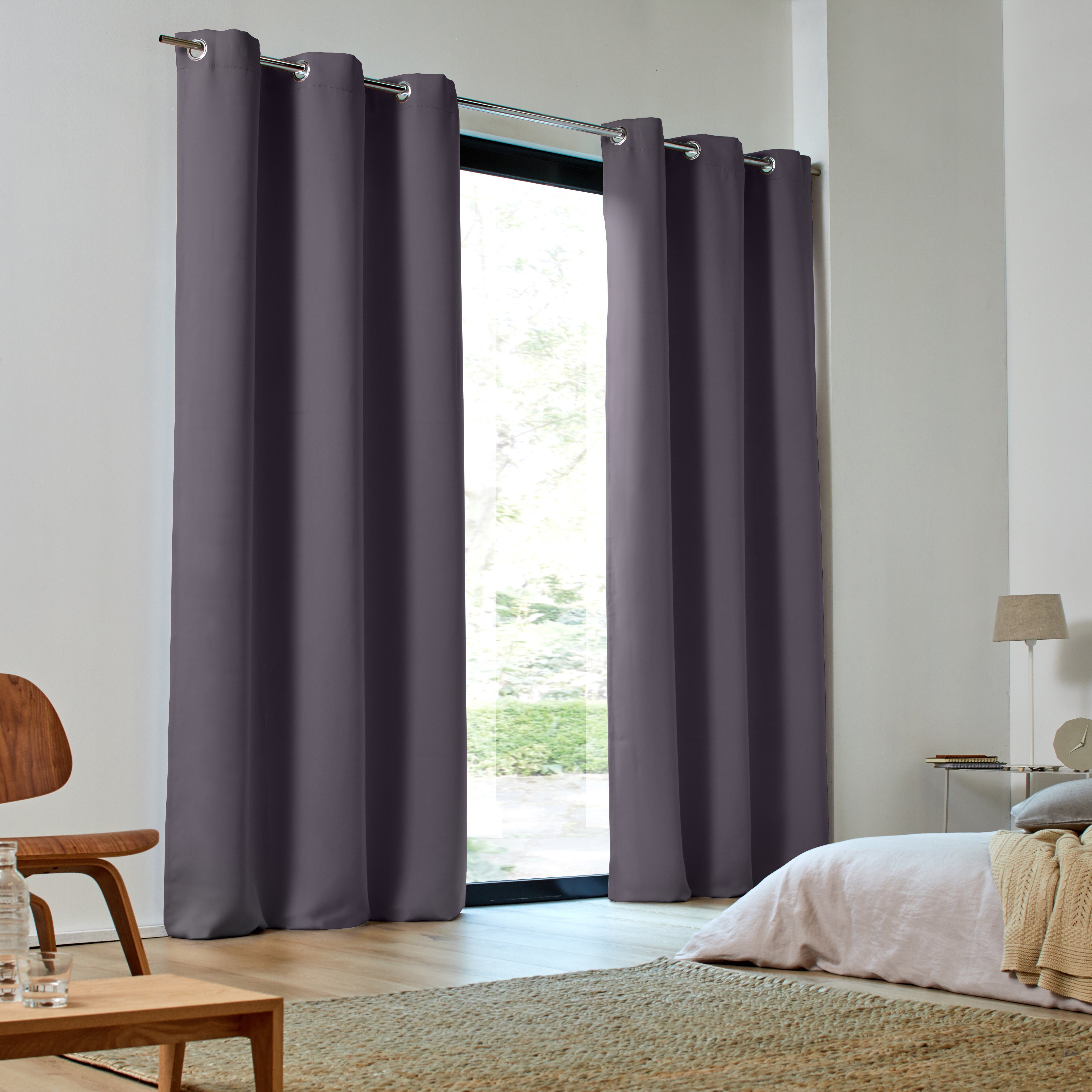 Pack of 2 blackout curtains with eyelets MADURA Grey