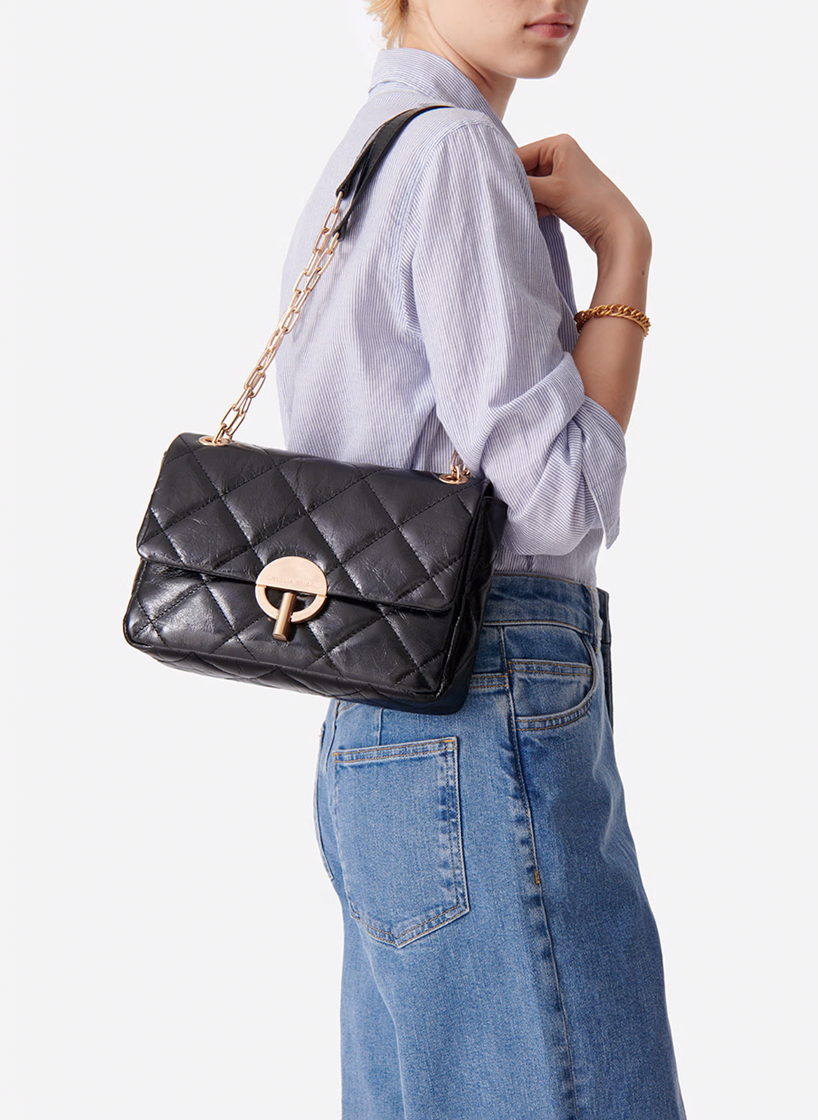 Leren crossbodytas  Zwart