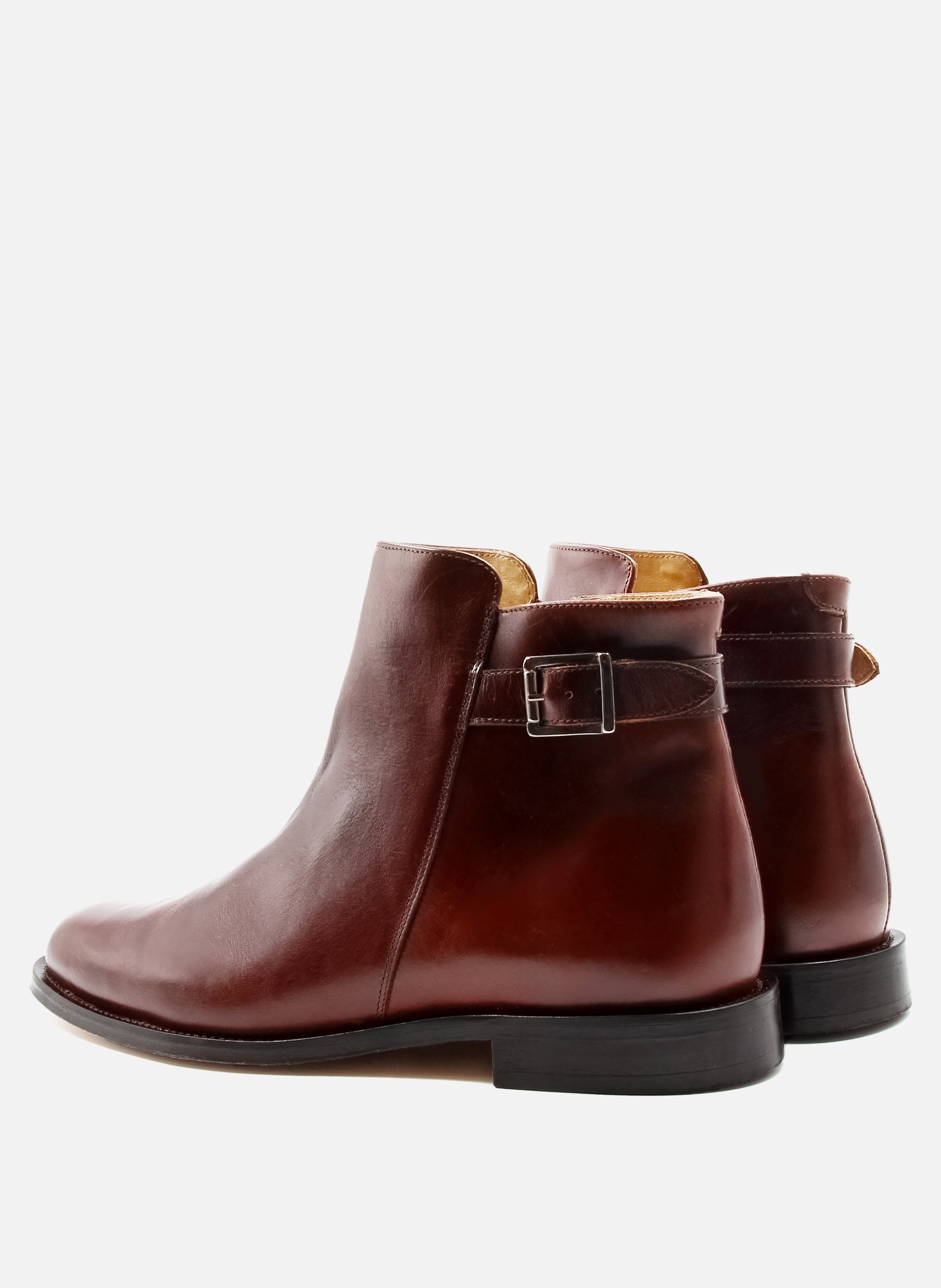 Buckled leather ankle boots JULES & JENN Brown