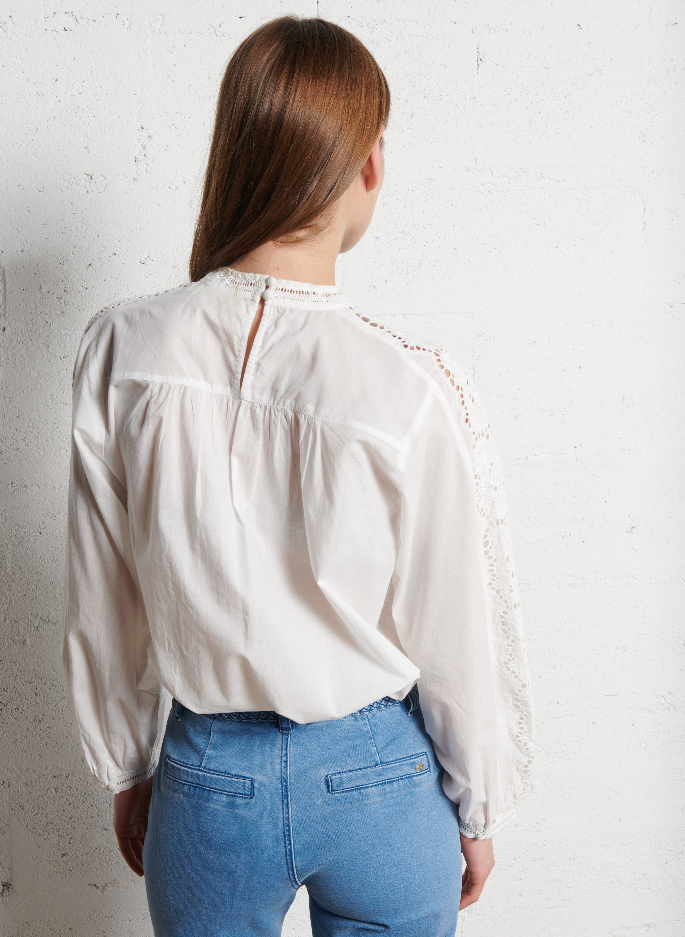 Loose-fit high-neck cotton blouse LA PETITE ETOILE Beige