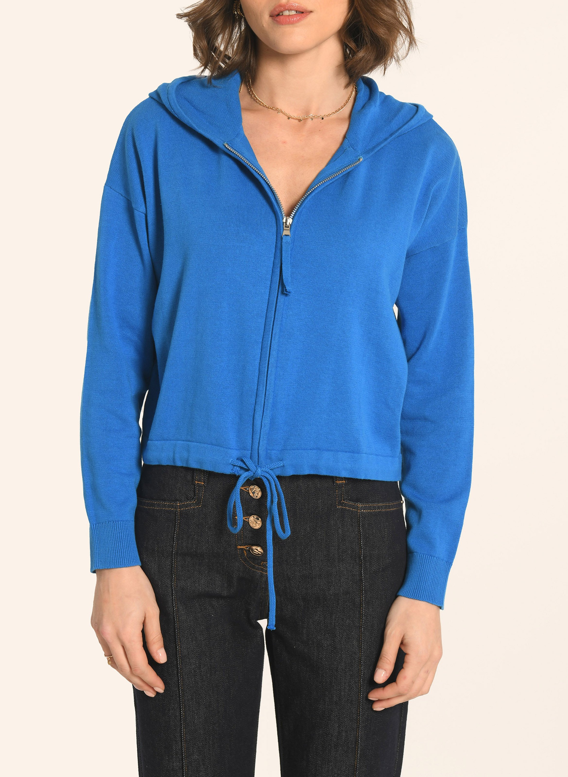 Pull été Bleu Indigo Kookai - Taille 1, 100% Viscose - Très Bon état, Léger Et Confortable