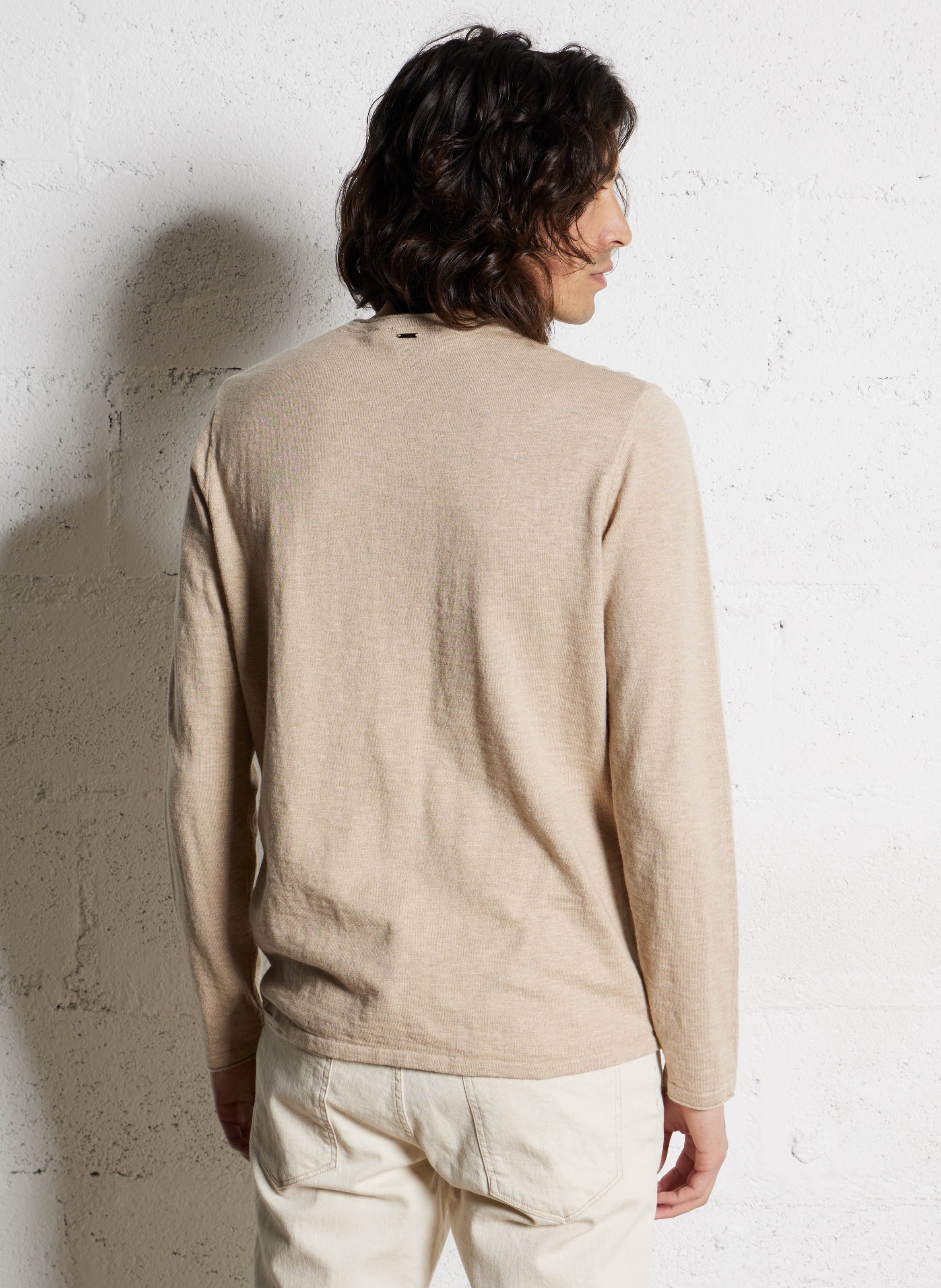Pull droit en coton Beige