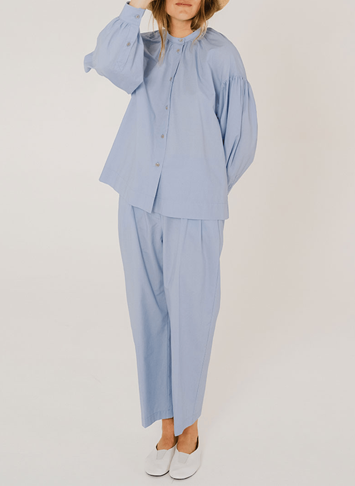 Round-neck cotton blouse TINSELS Blue