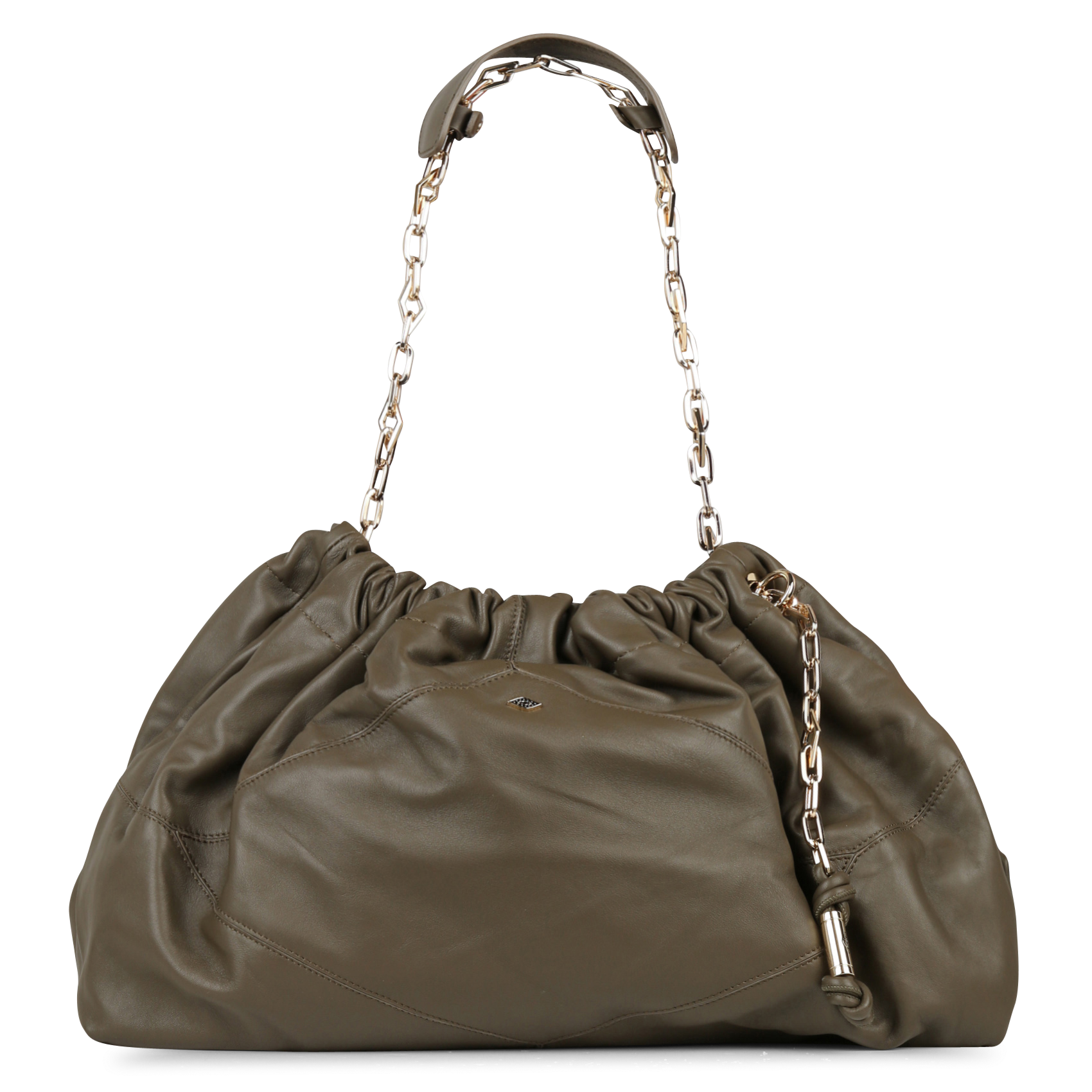 Sac porté épaule en cuir BA&SH Kaki