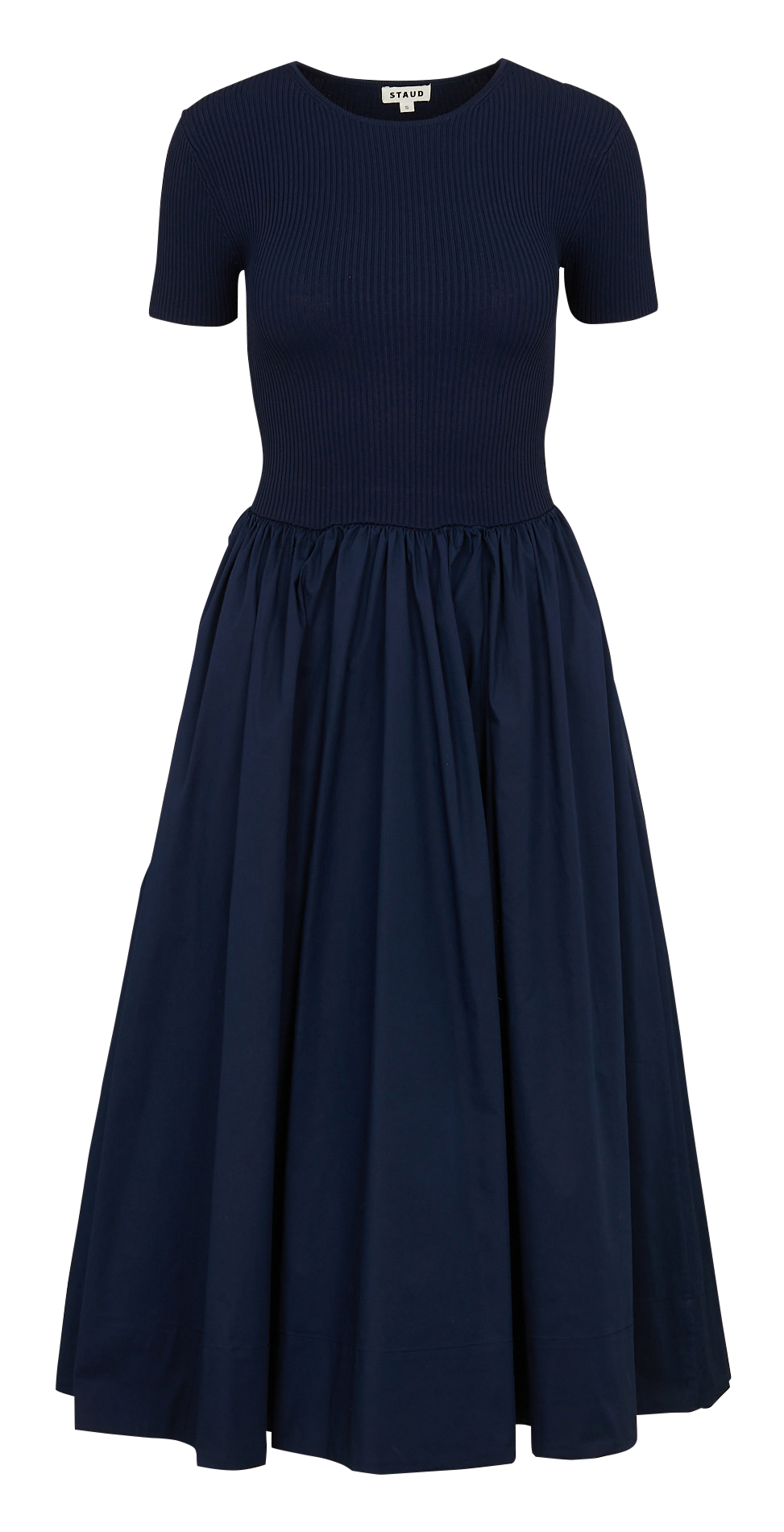 Cotton-blend midi dress STAUD Blue
