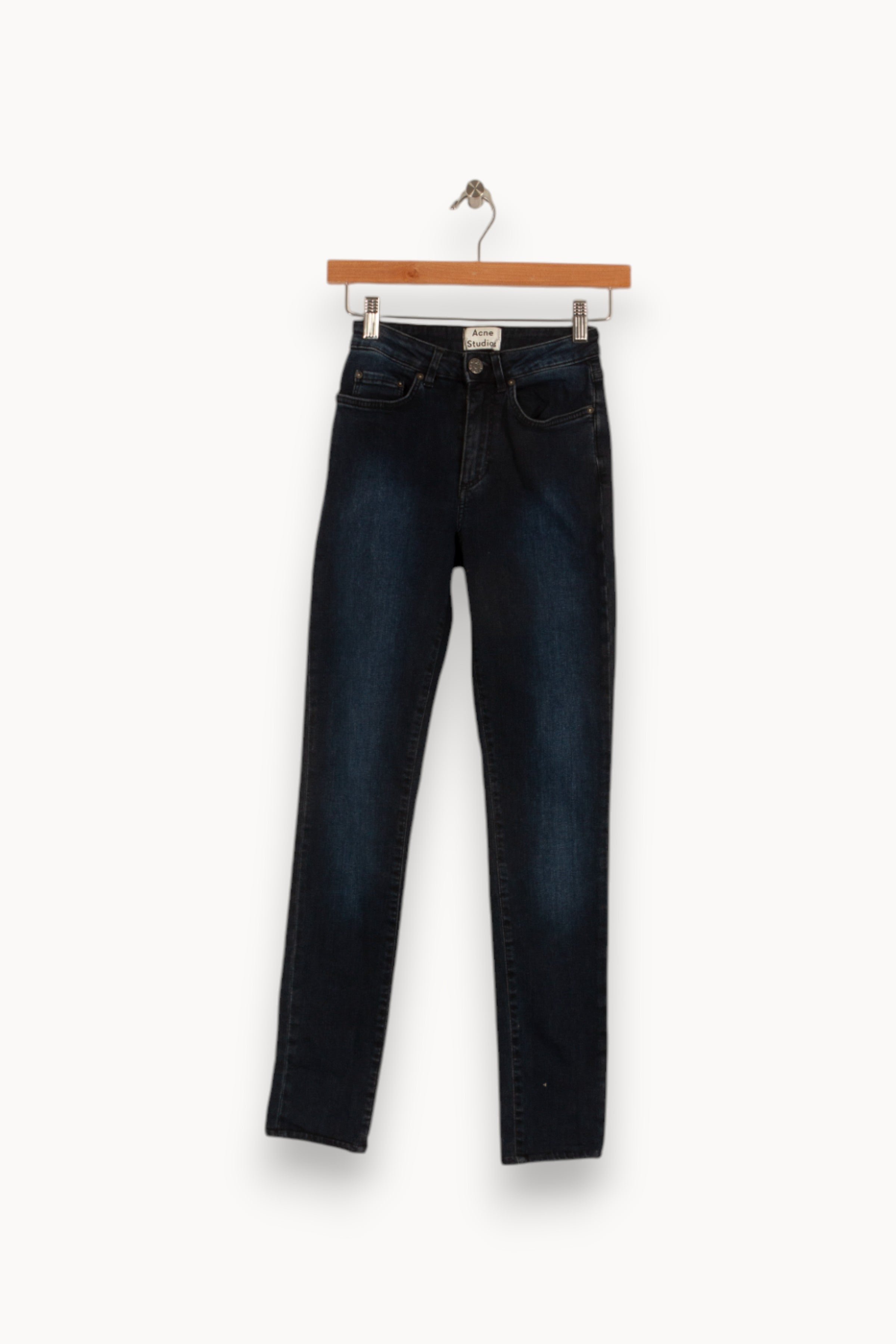 Cropped slim jeans with studs ACNE STUDIOS - Seconde Main Blue