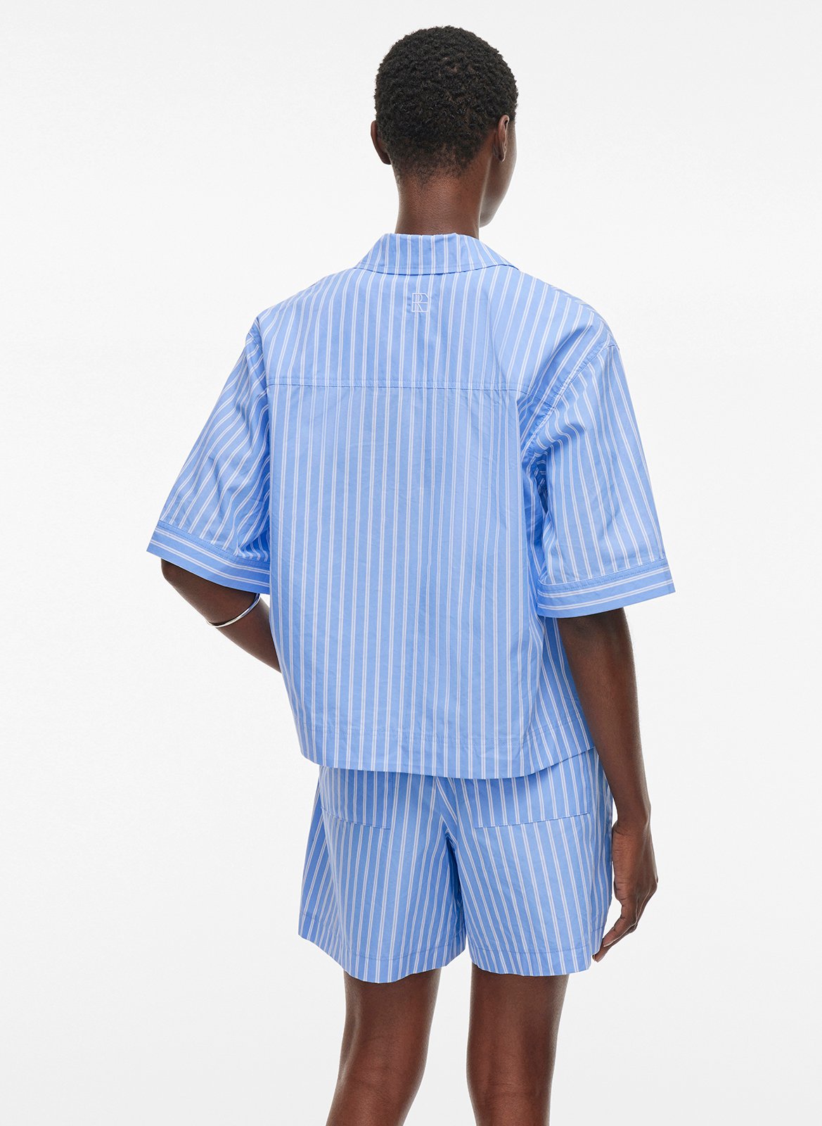 Straight shirt in striped blended cotton ROUGE EDIT Blue