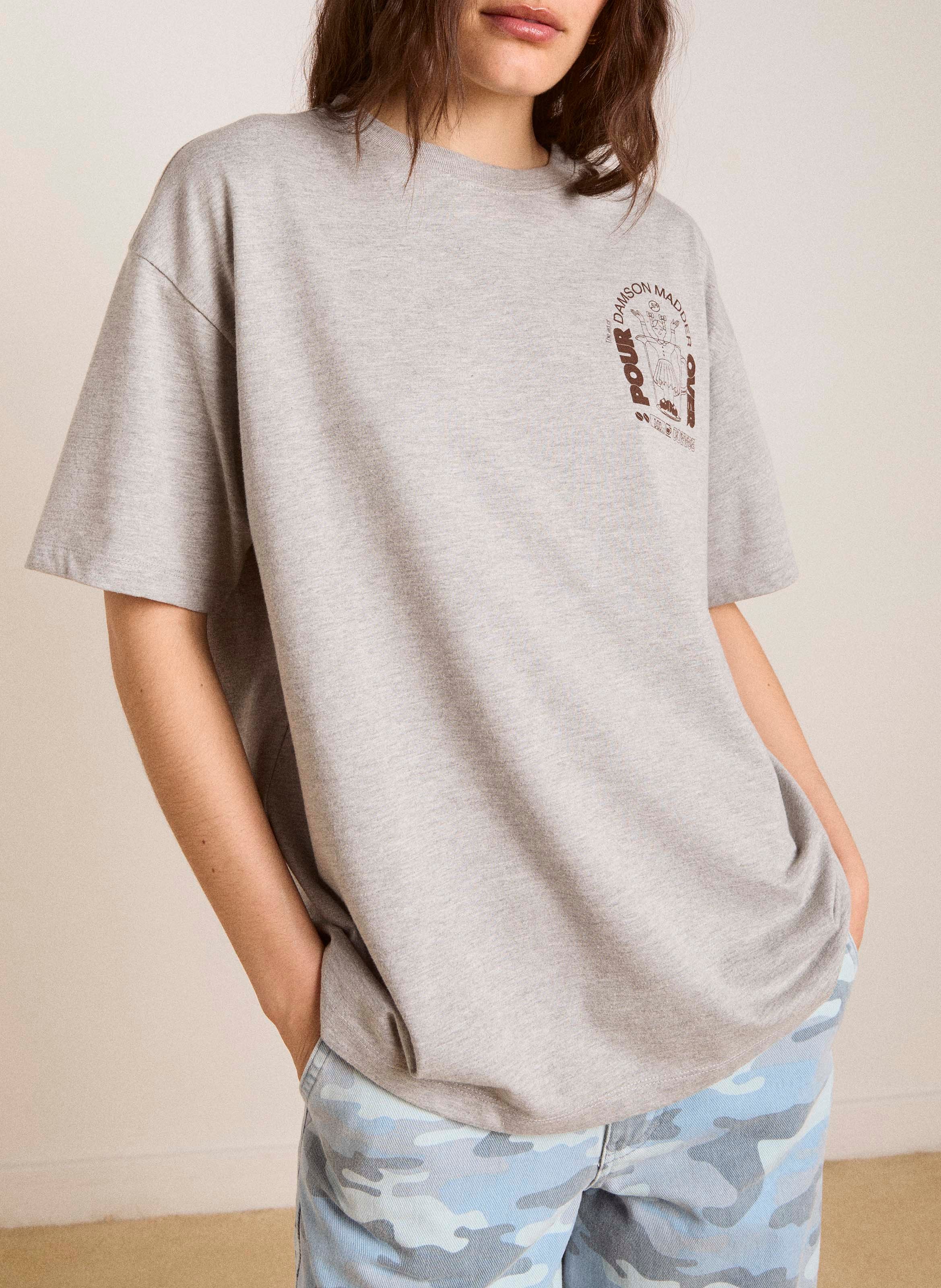 Round-neck organic cotton T-shirt DAMSON MADDER Grey