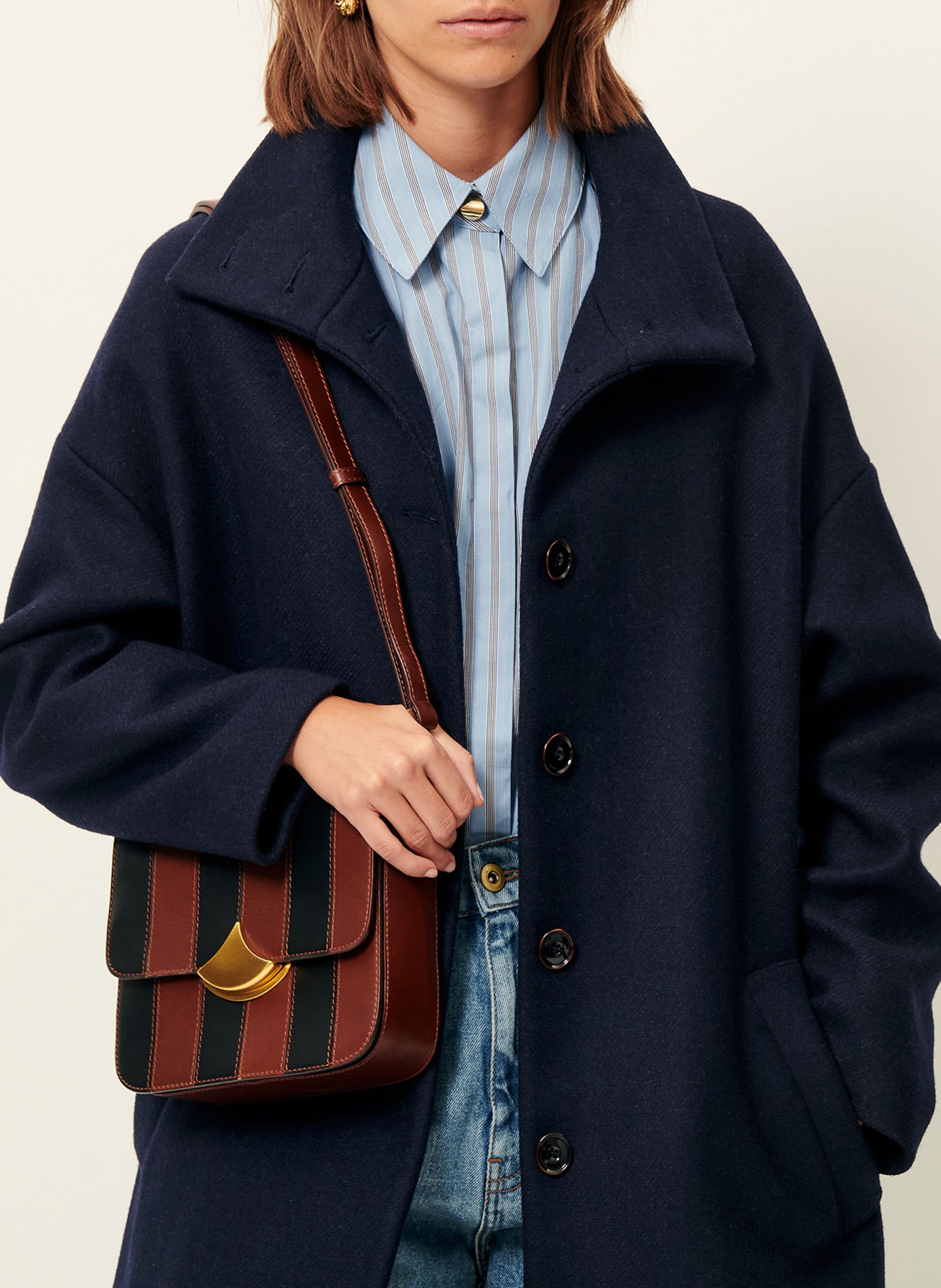 High-neck wool-blend coat SESSUN Blue