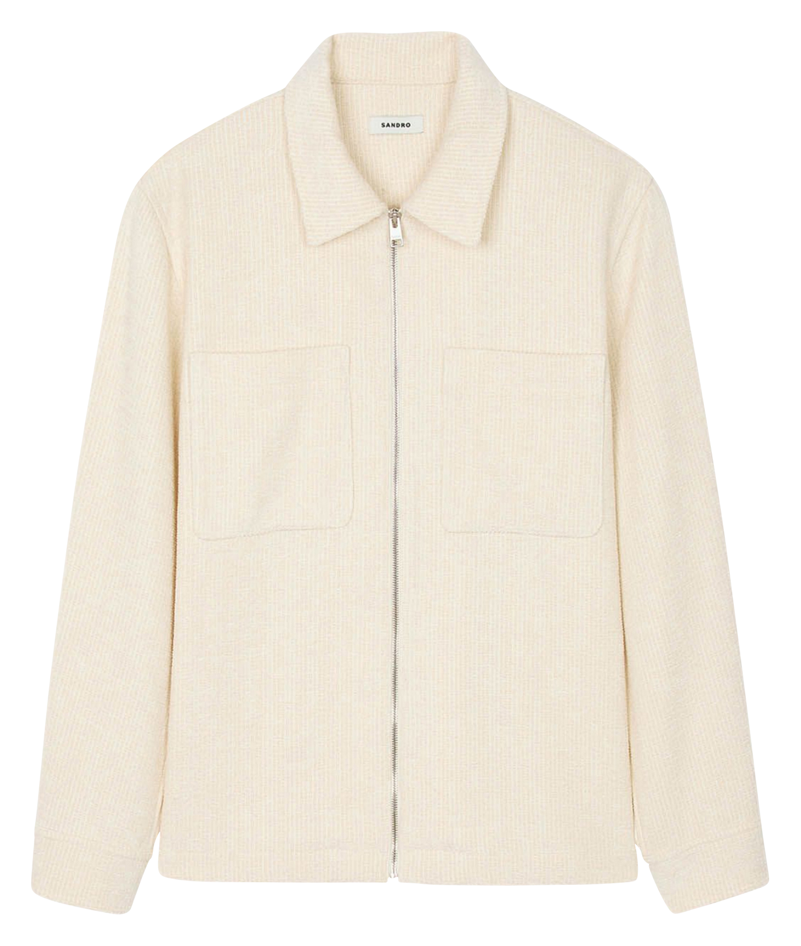 Veste droite zippée col chemise SANDRO Blanc