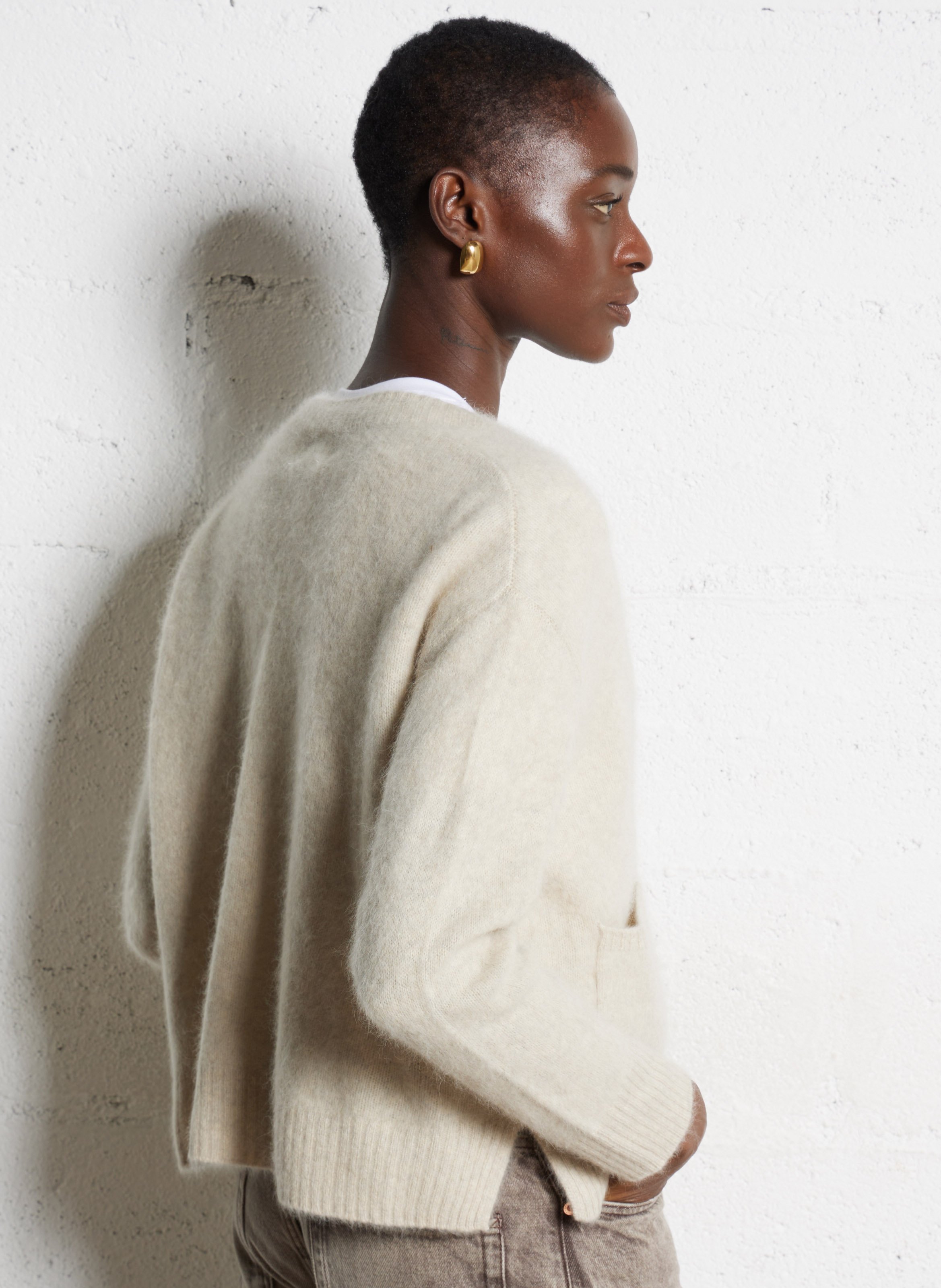 V-neck wool cardigan BELLA JONES Beige