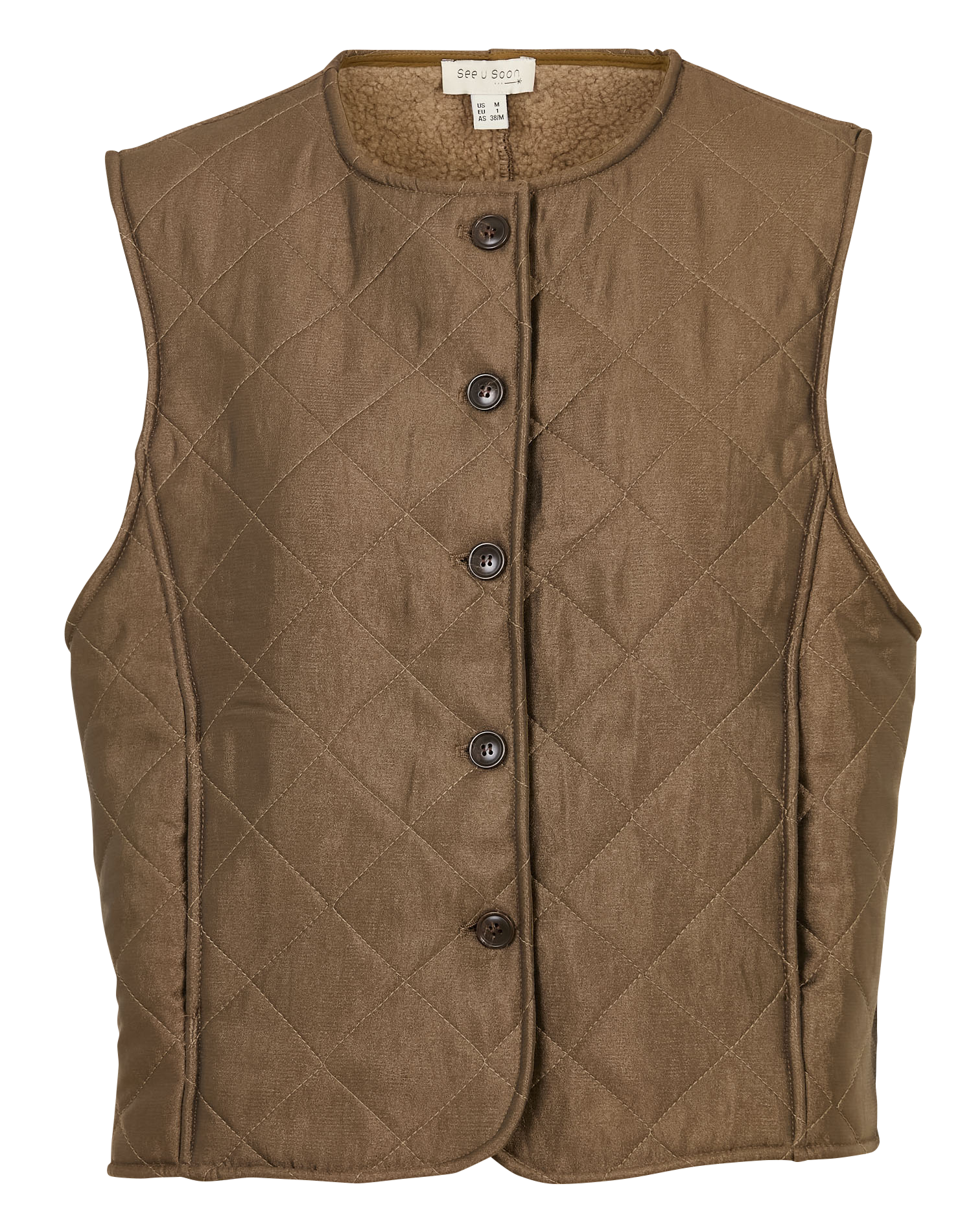 Gilet matelassé col rond  SEE U SOON Marron