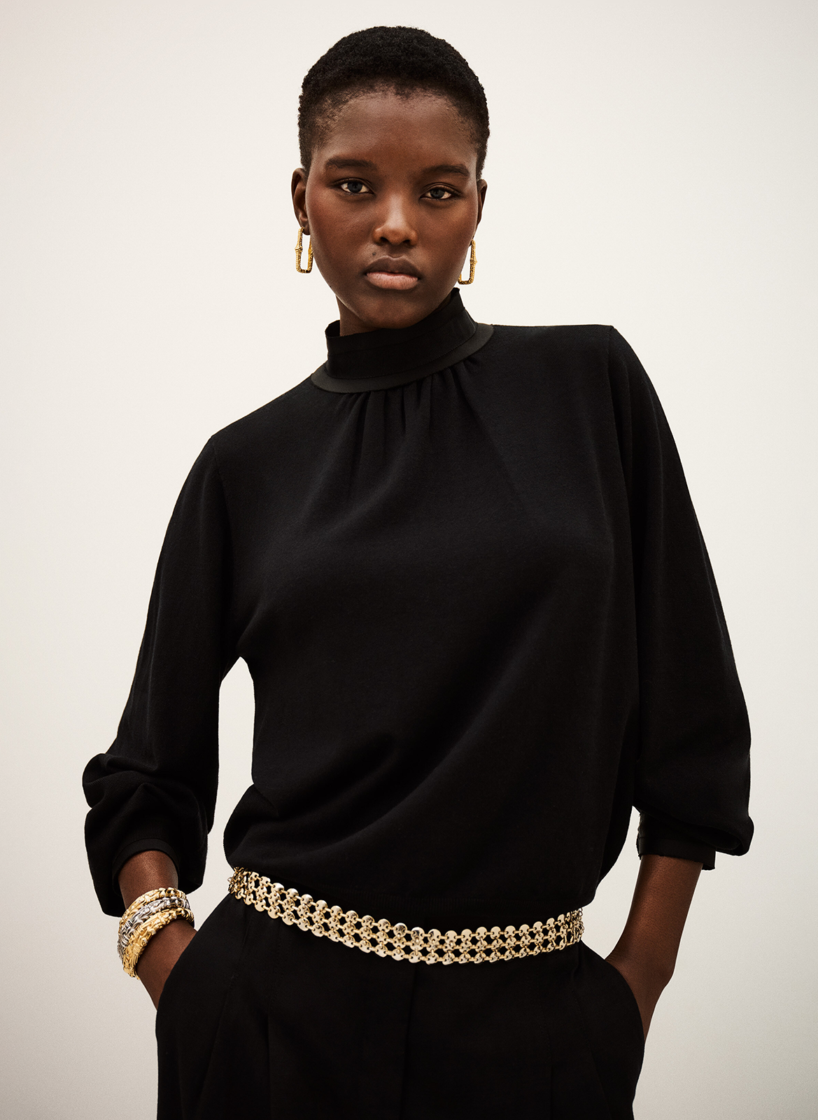 Top droit col montant BA&SH Noir