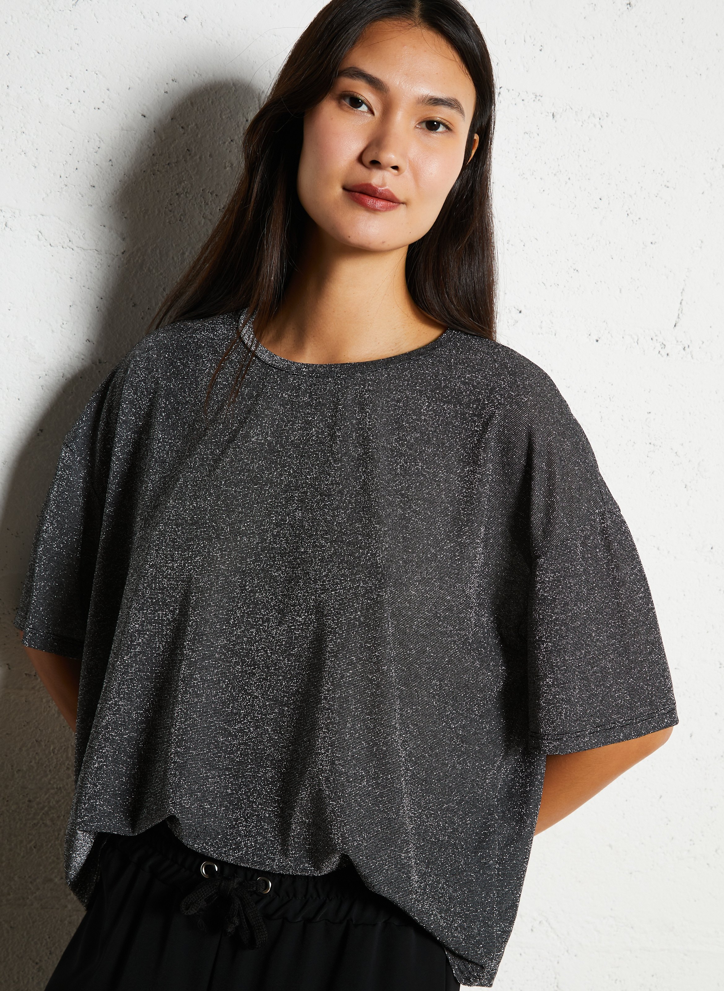 Tee-shirt fluide ample pailleté PLEASE