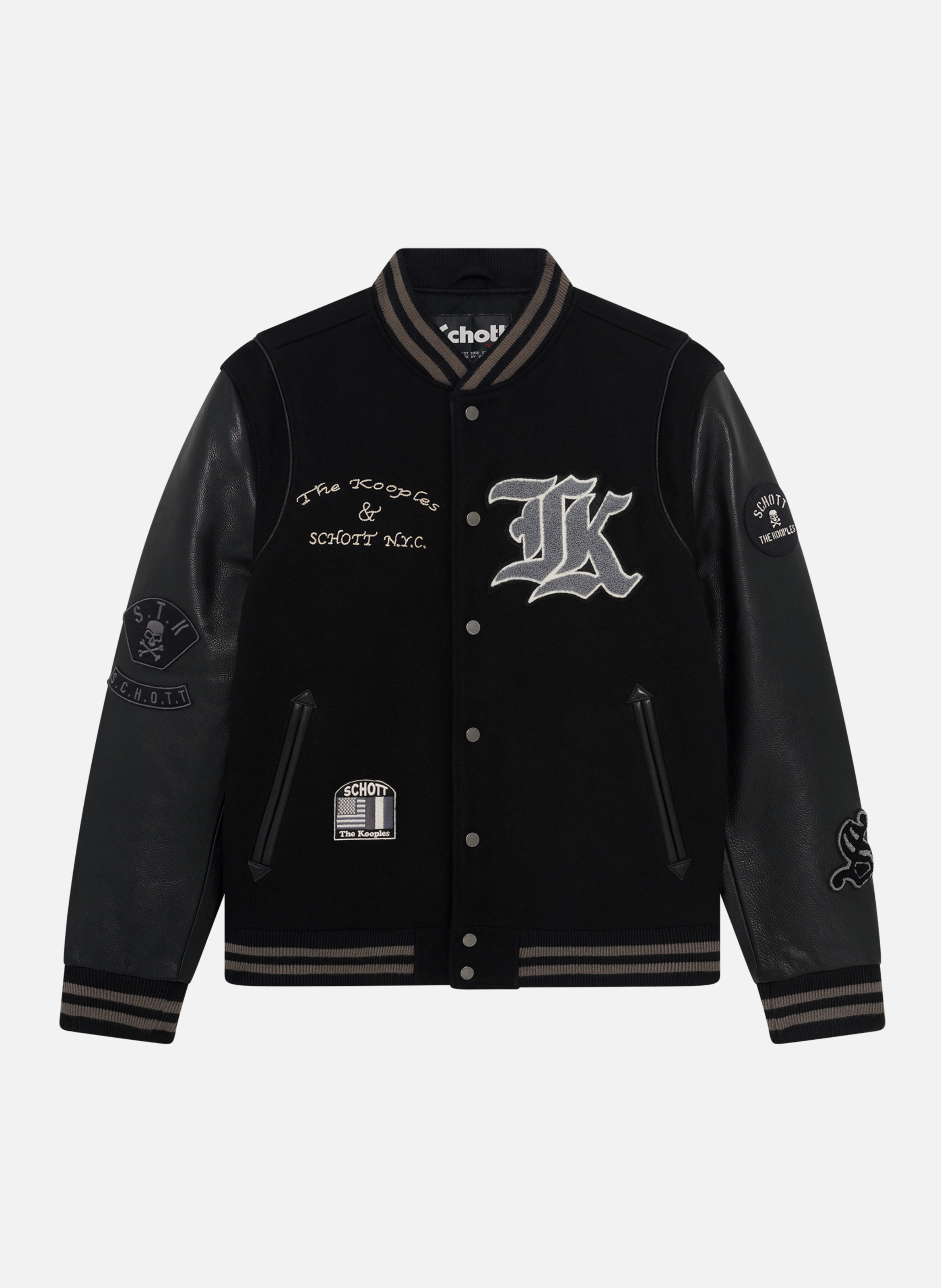 Leather varsity jacket THE KOOPLES Black