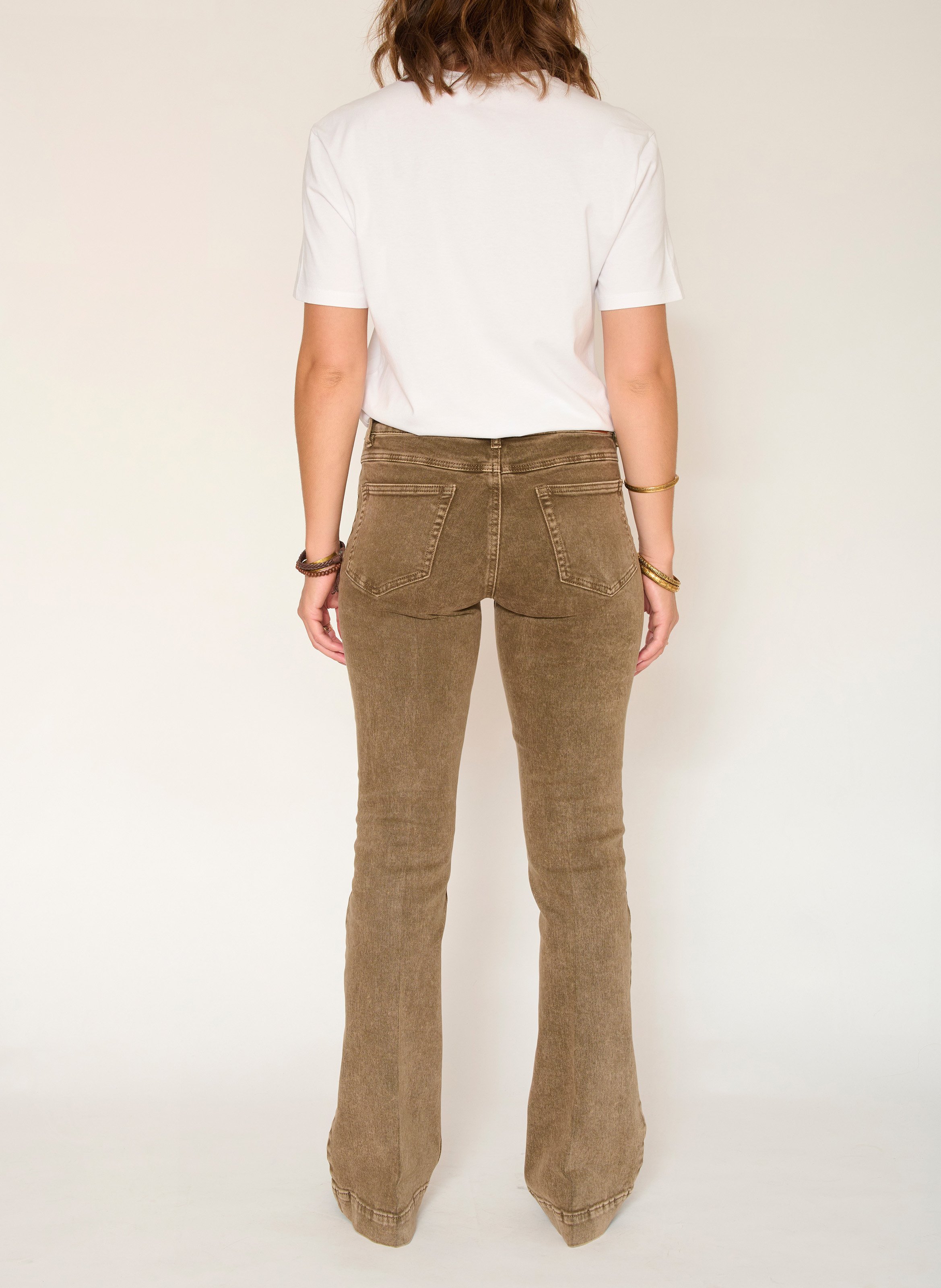 Jean boot-cut en coton mélangé MKT Marron