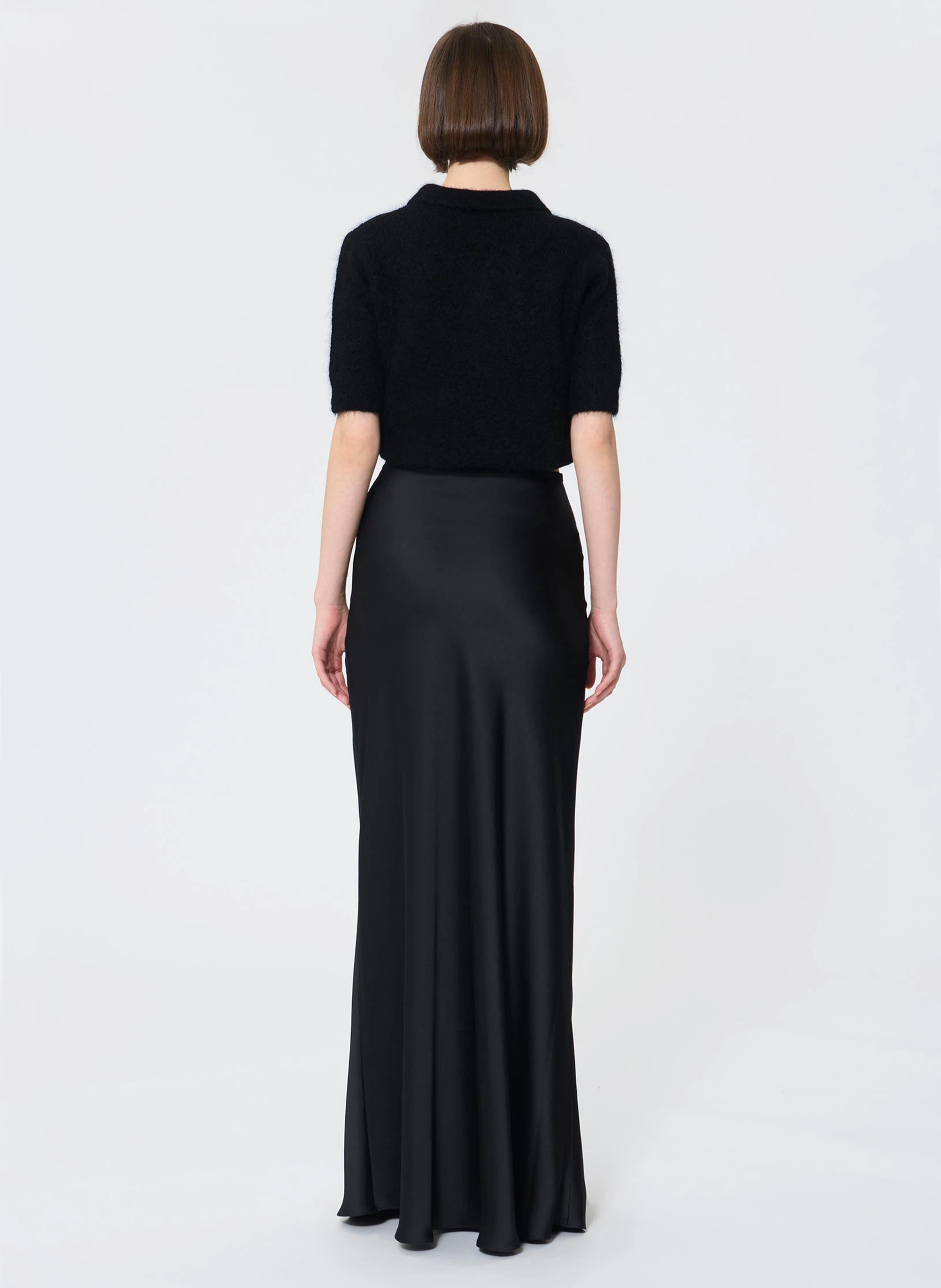 Long satin skirt TARA JARMON Black