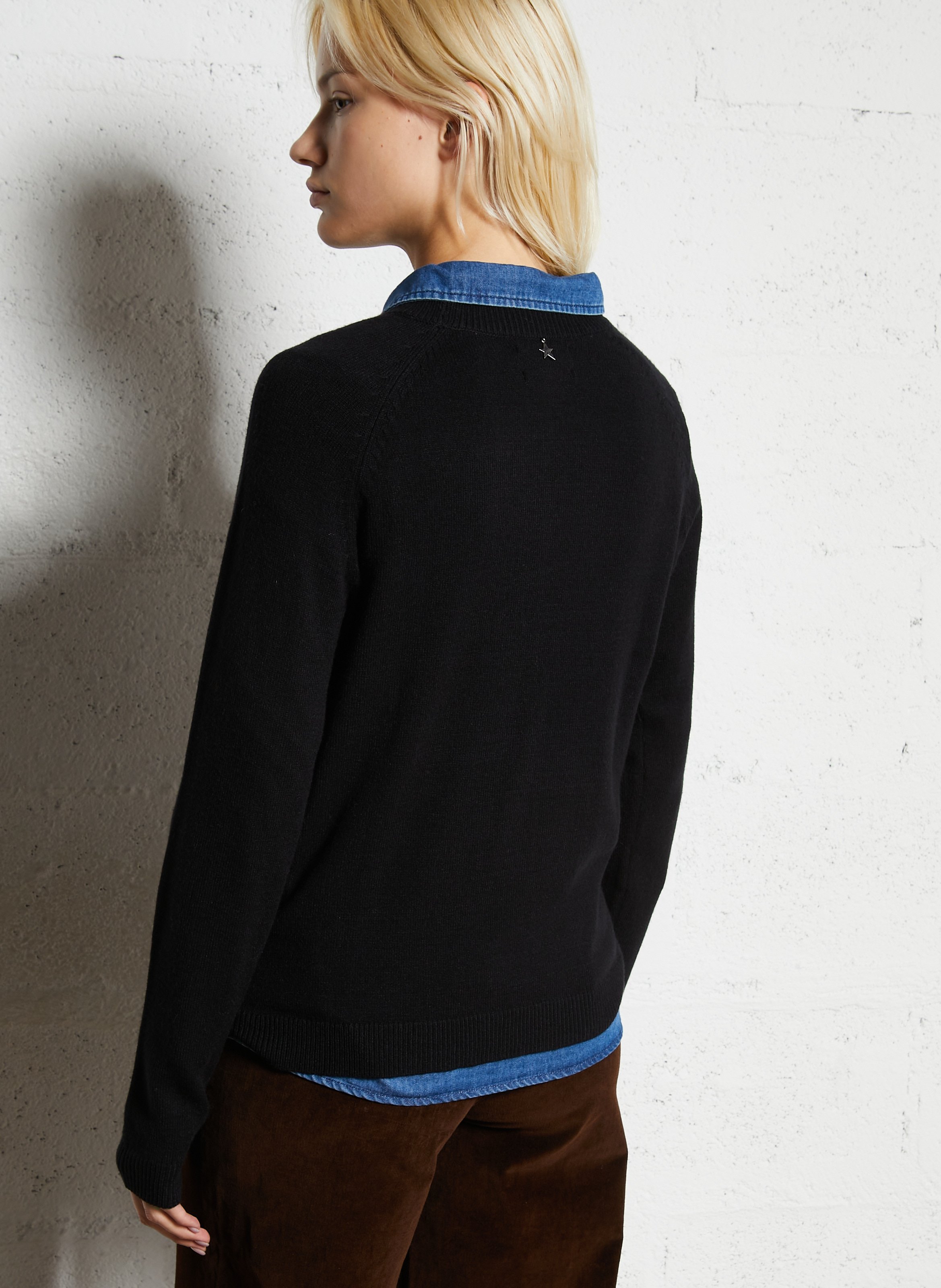 Pull oversize col rond en maille SUD EXPRESS Noir