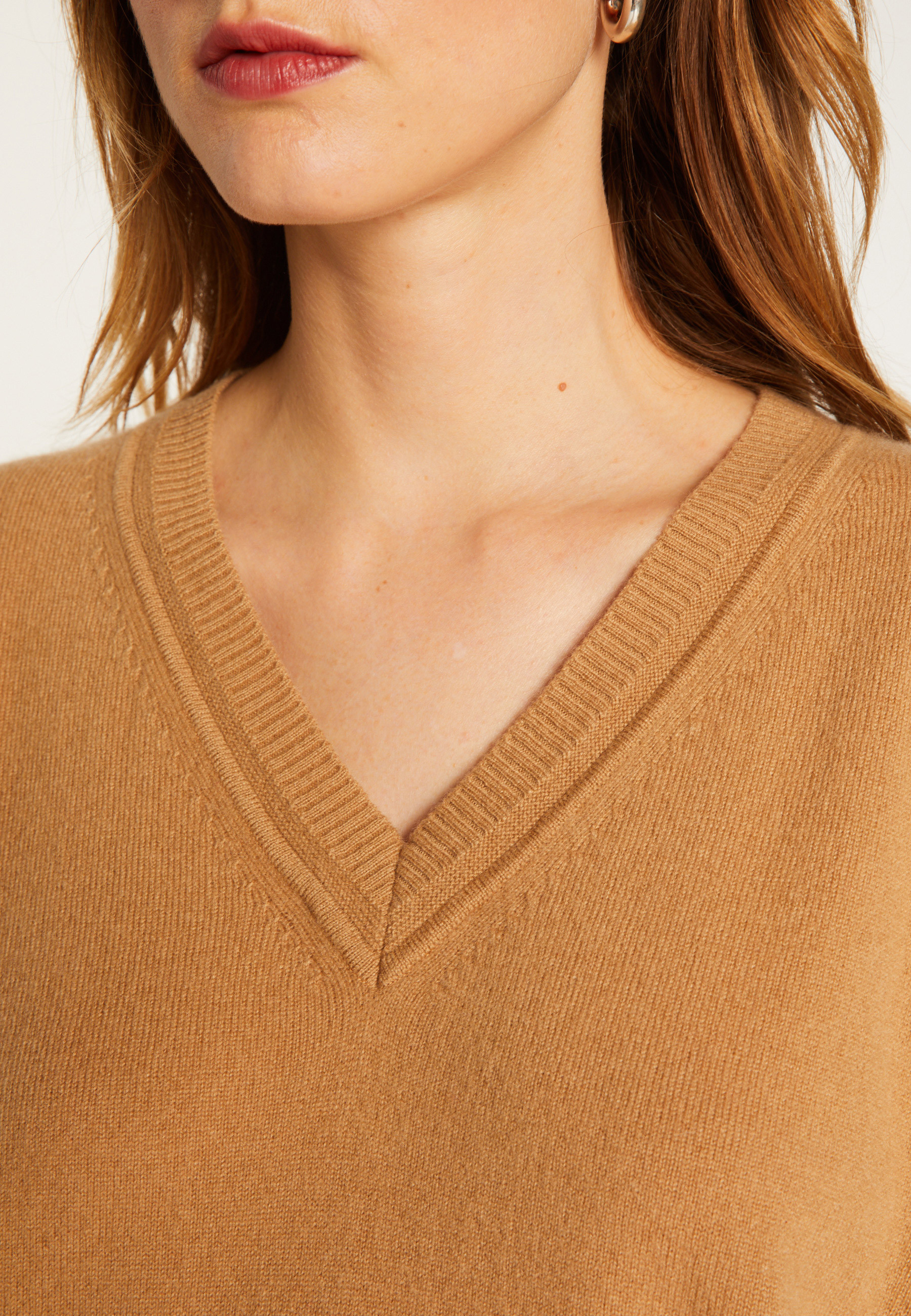 Cashmere V-neck dress MAISON MONTAGUT Brown