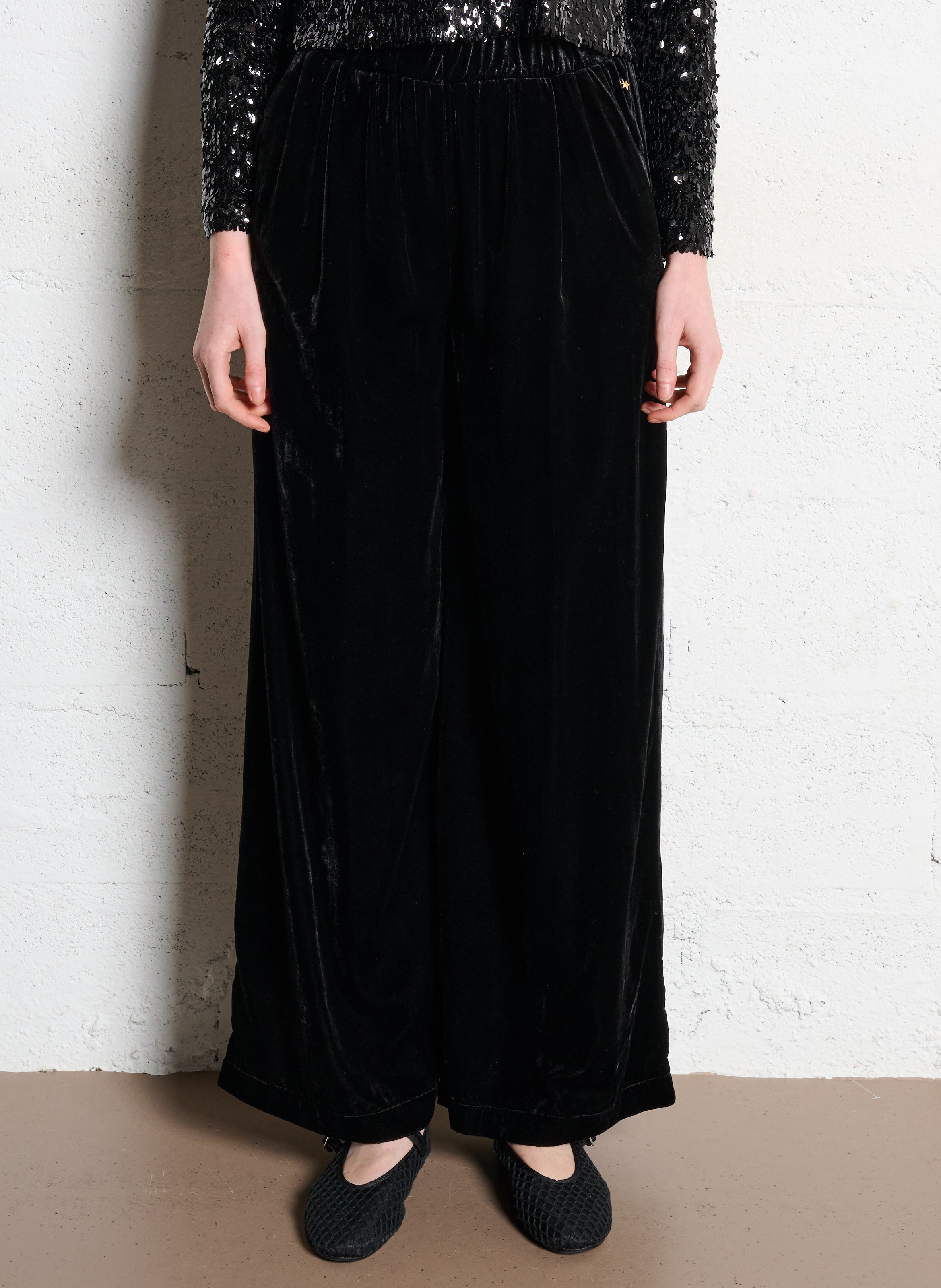 Pantalon large en velours DES PETITS HAUTS