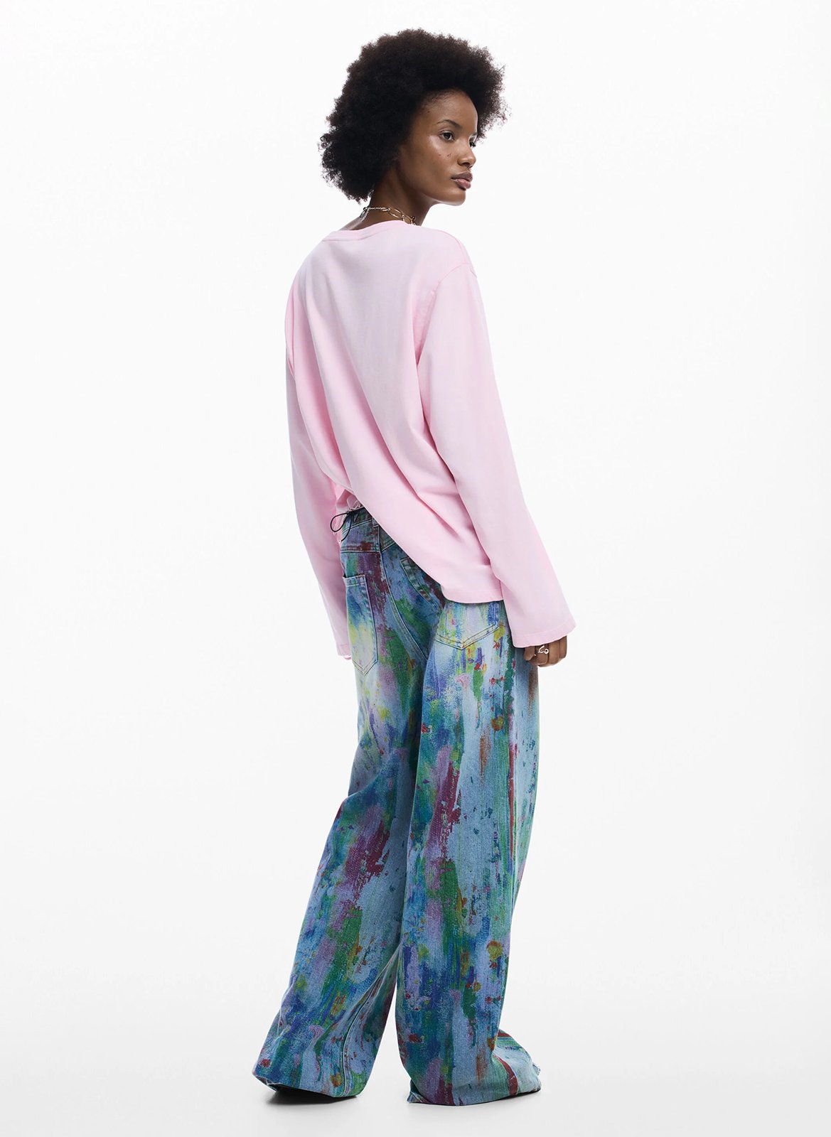 Tee-shirt col rond en coton DESIGUAL Rouge