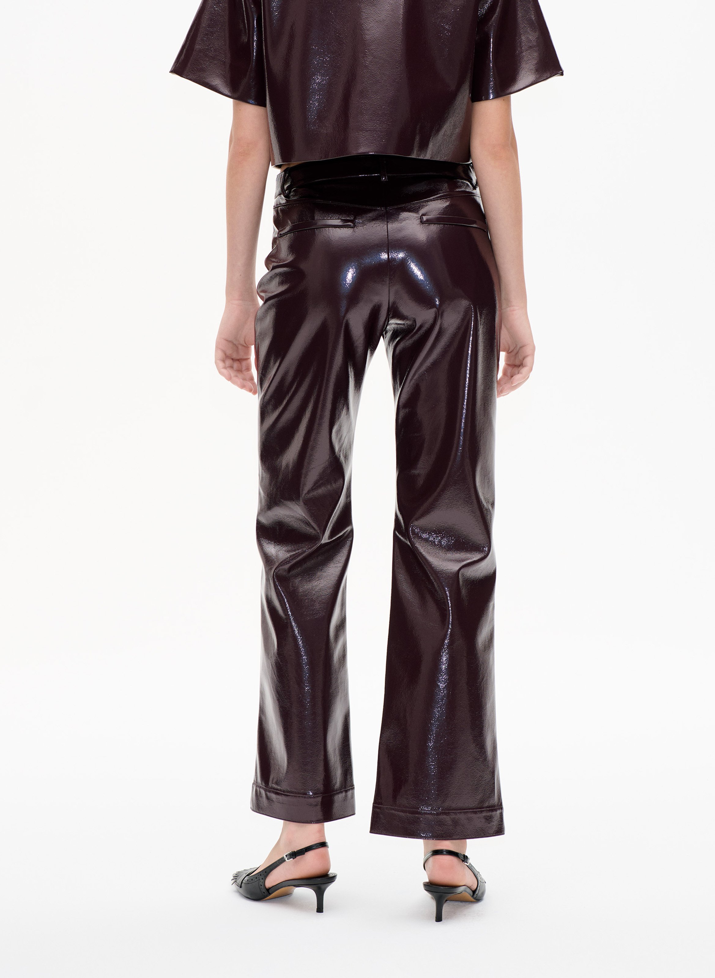 Flared faux patent leather pants BAUM UND PFERDGARTEN Red