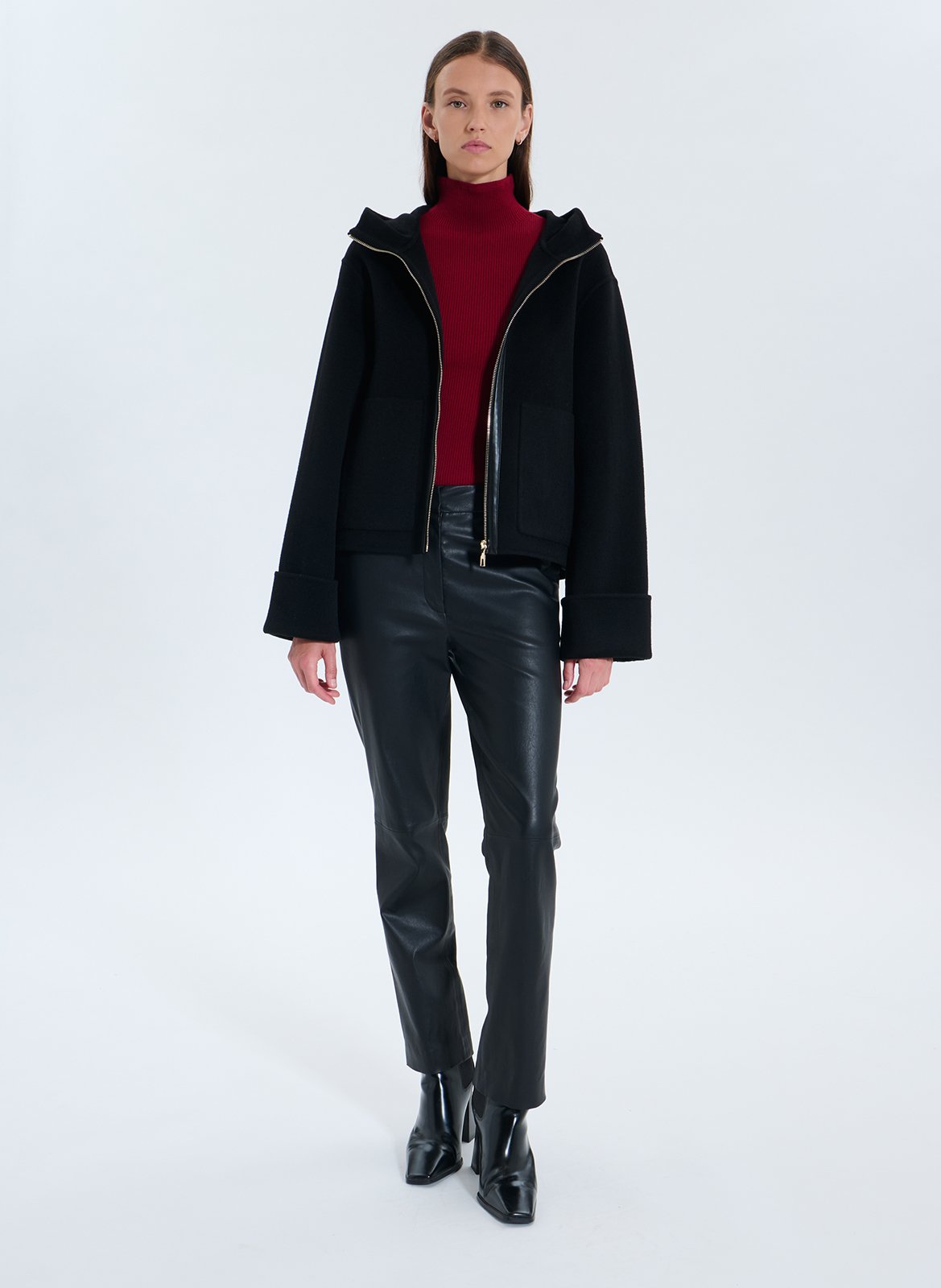 Oversized wool blend hooded jacket ZAPA Black