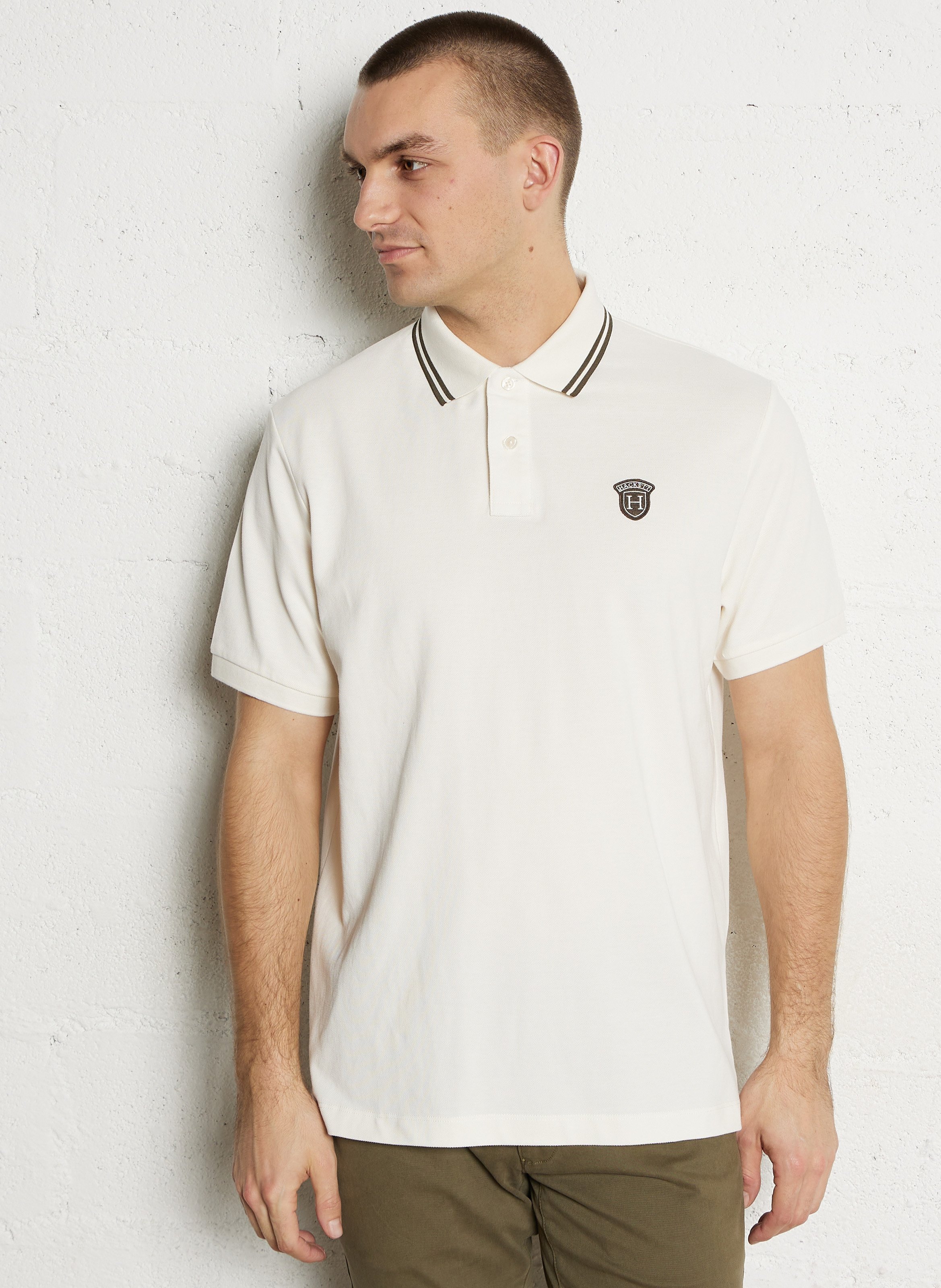 Polo met korte mouwen en logo HACKETT Wit