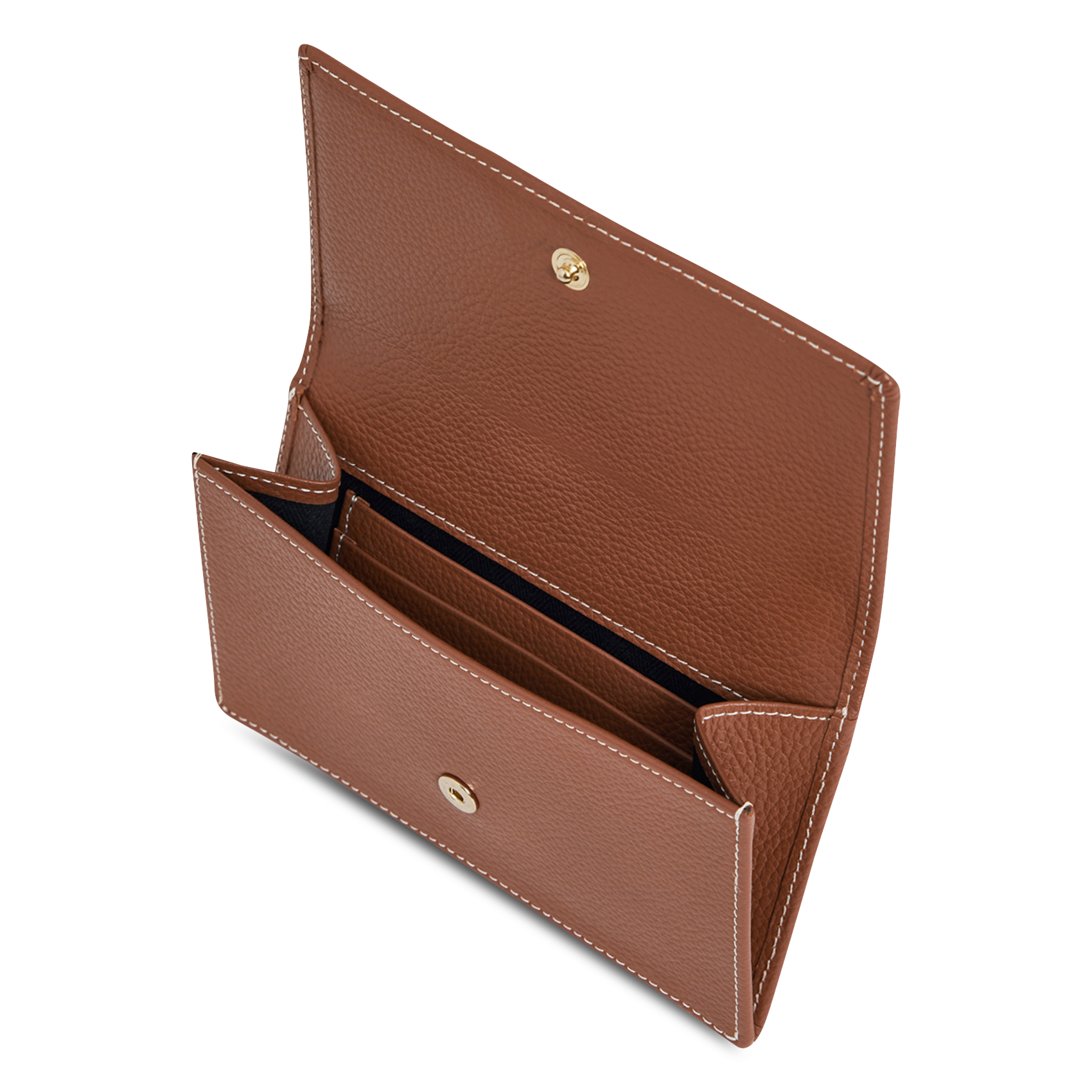 Porte-cartes à rabat en cuir grainé LE TANNEUR Marron