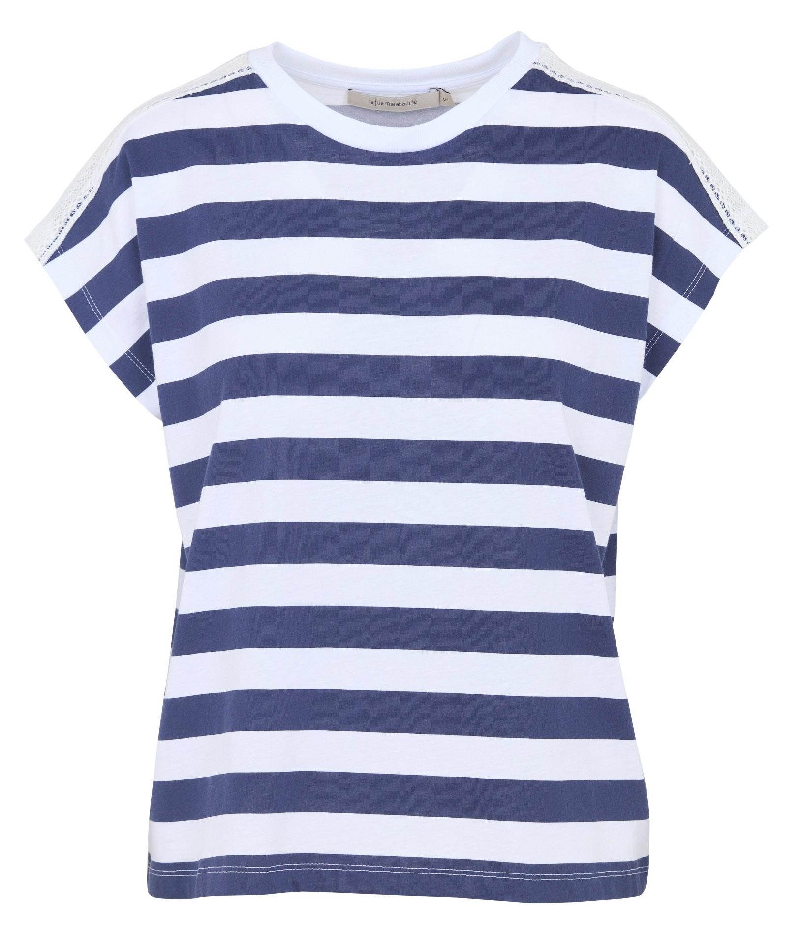 Tee-shirt droit col rond en coton rayé LA FEE MARABOUTEE Bleu