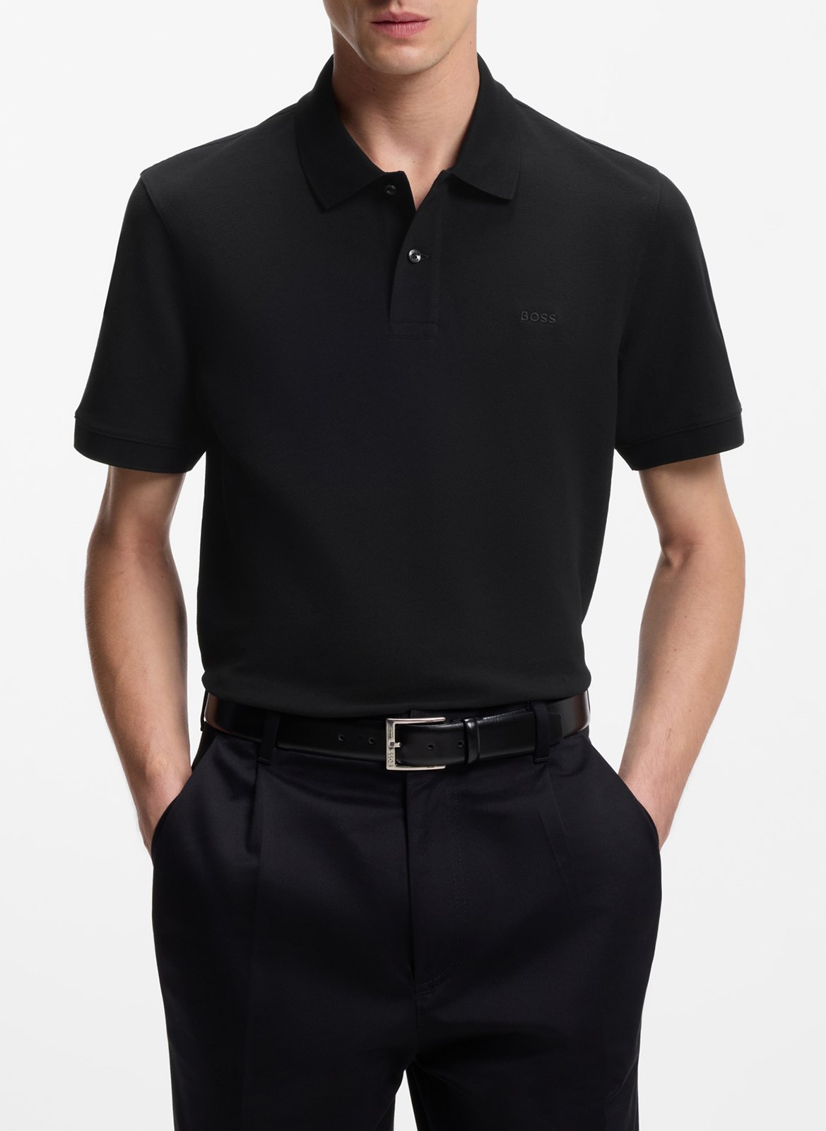 Short-sleeve solid color polo BOSS Black