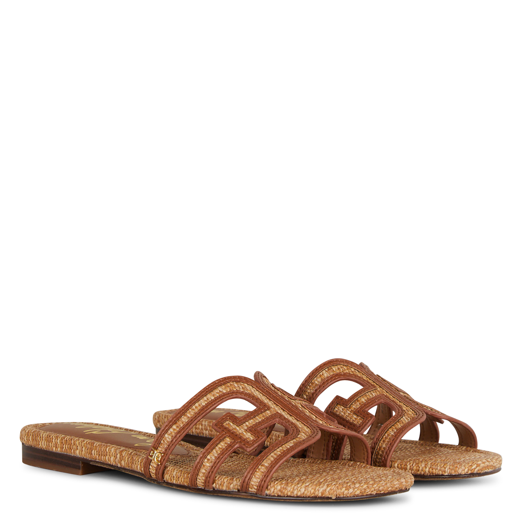 Platte slippers van raffia SAM EDELMAN Bruin