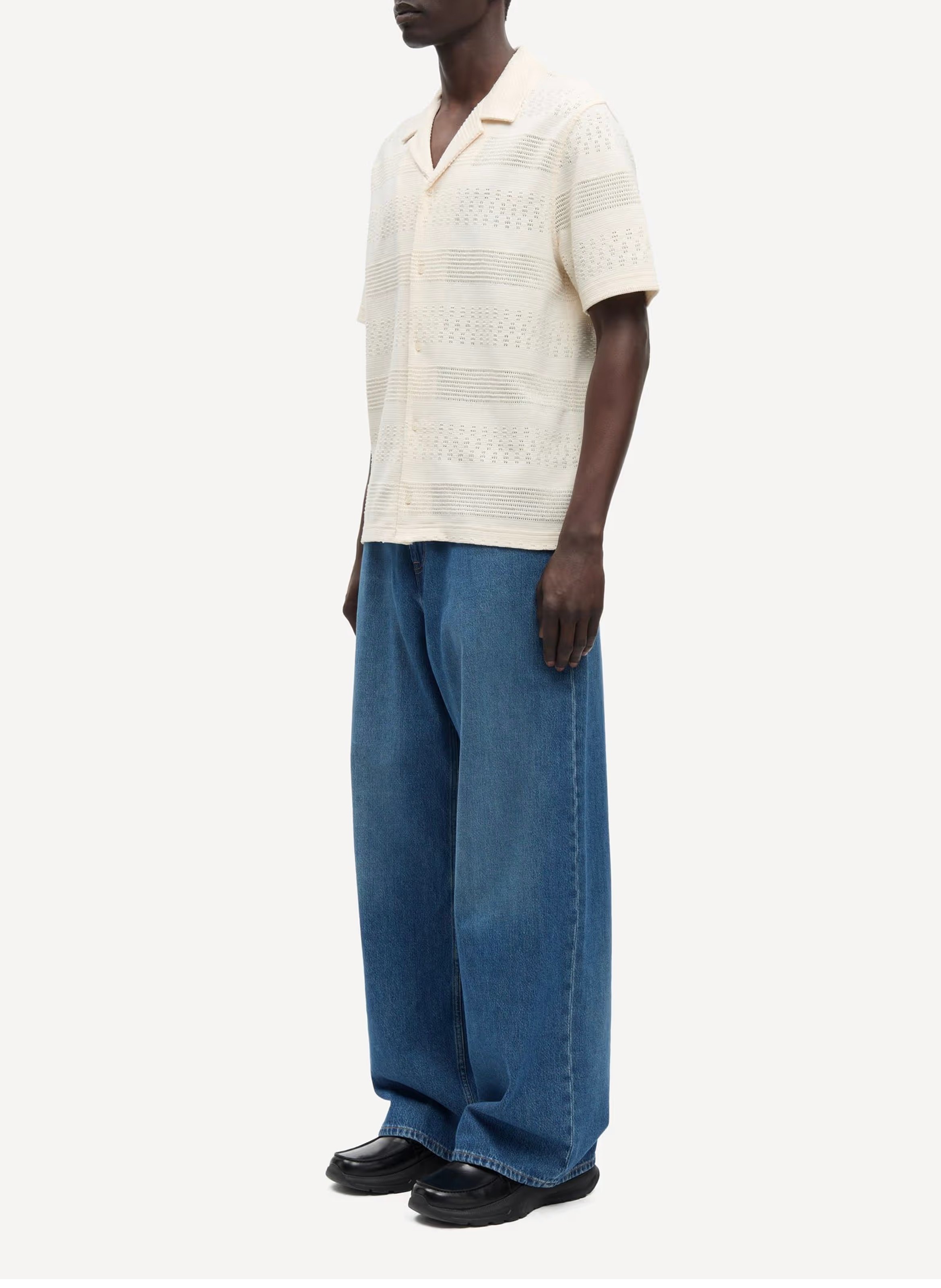 Rechte blouse met Cubaanse kraag van biologisch katoenmengsel SAMSOE SAMSOE Wit