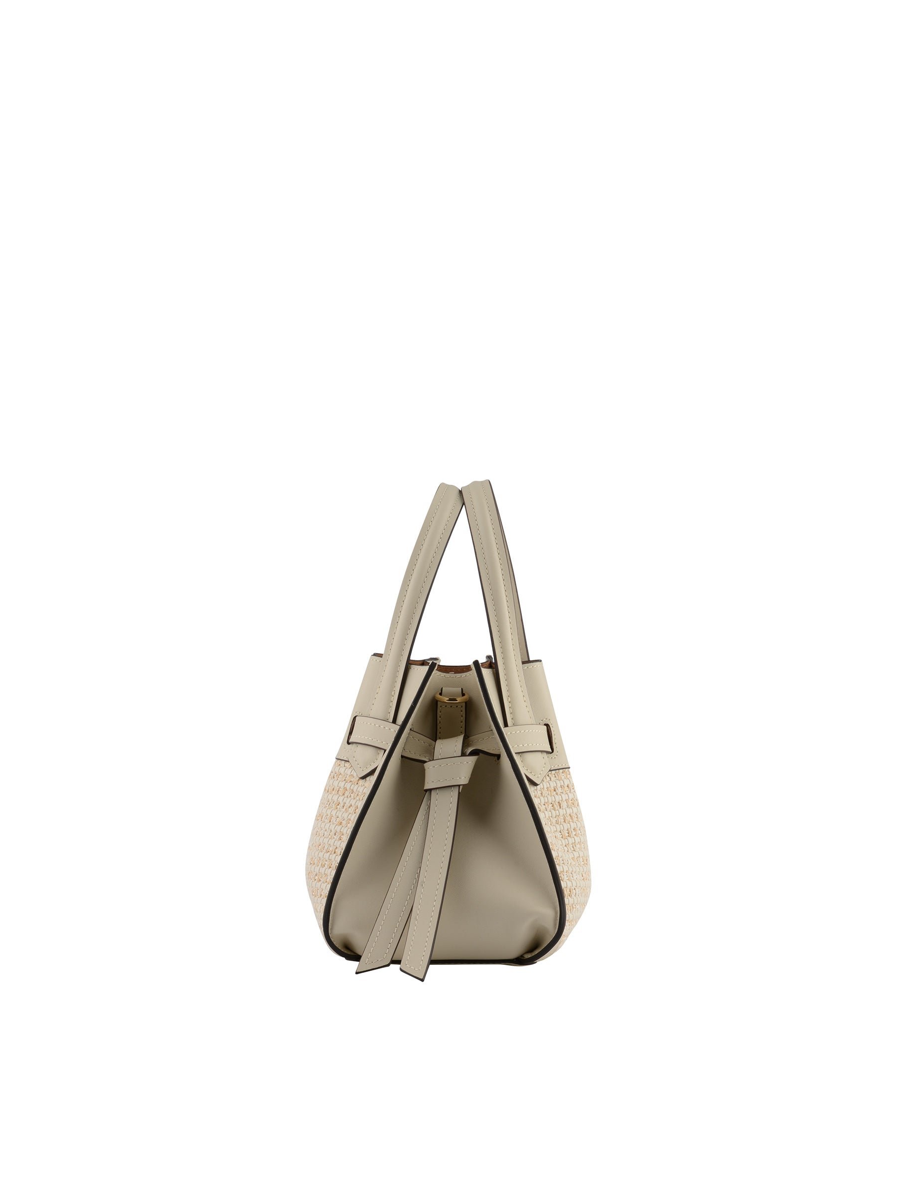 Calfskin leather handbag POURCHET Beige