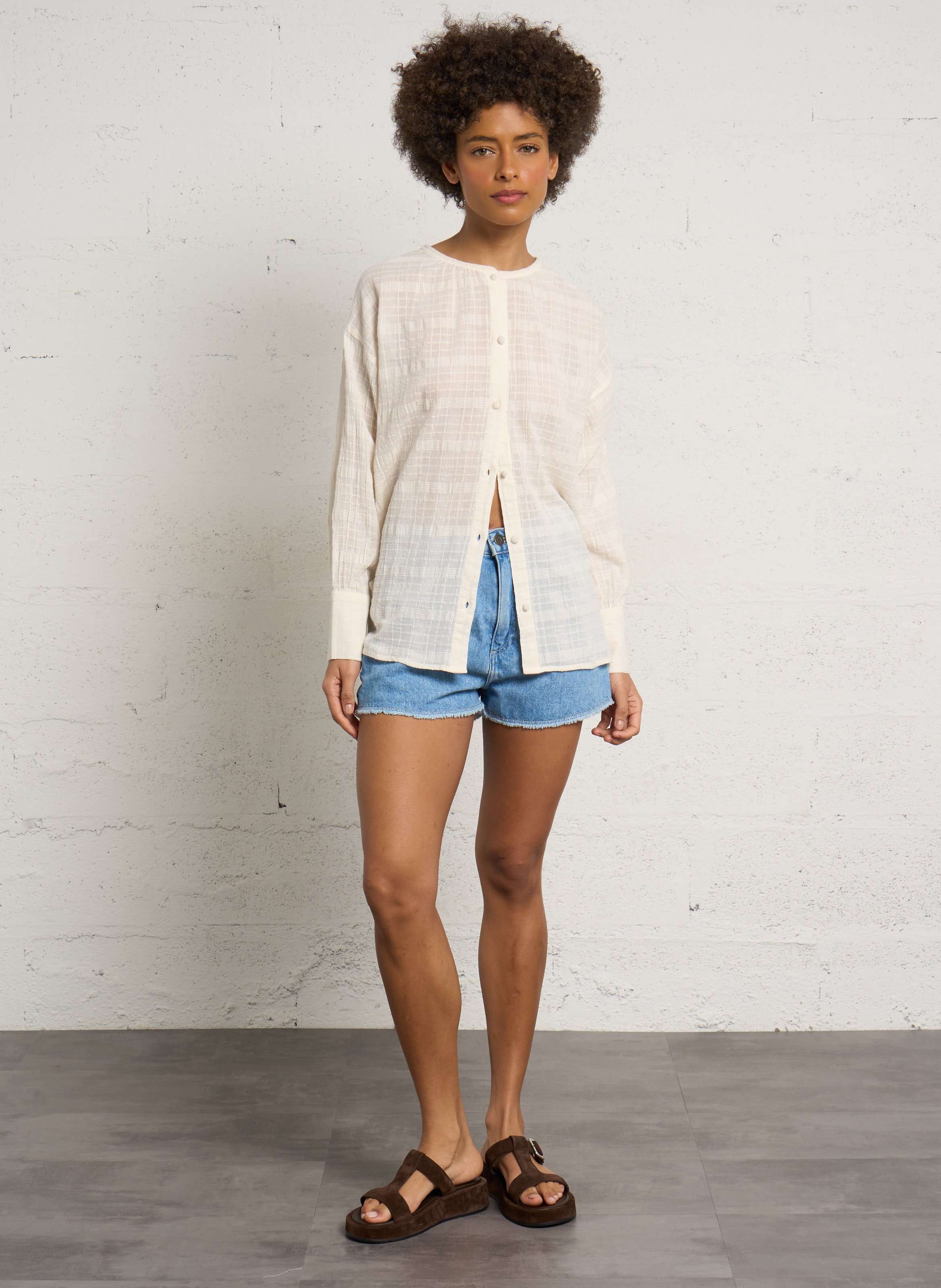 Cotton tunic collar blouse HOD PARIS Beige