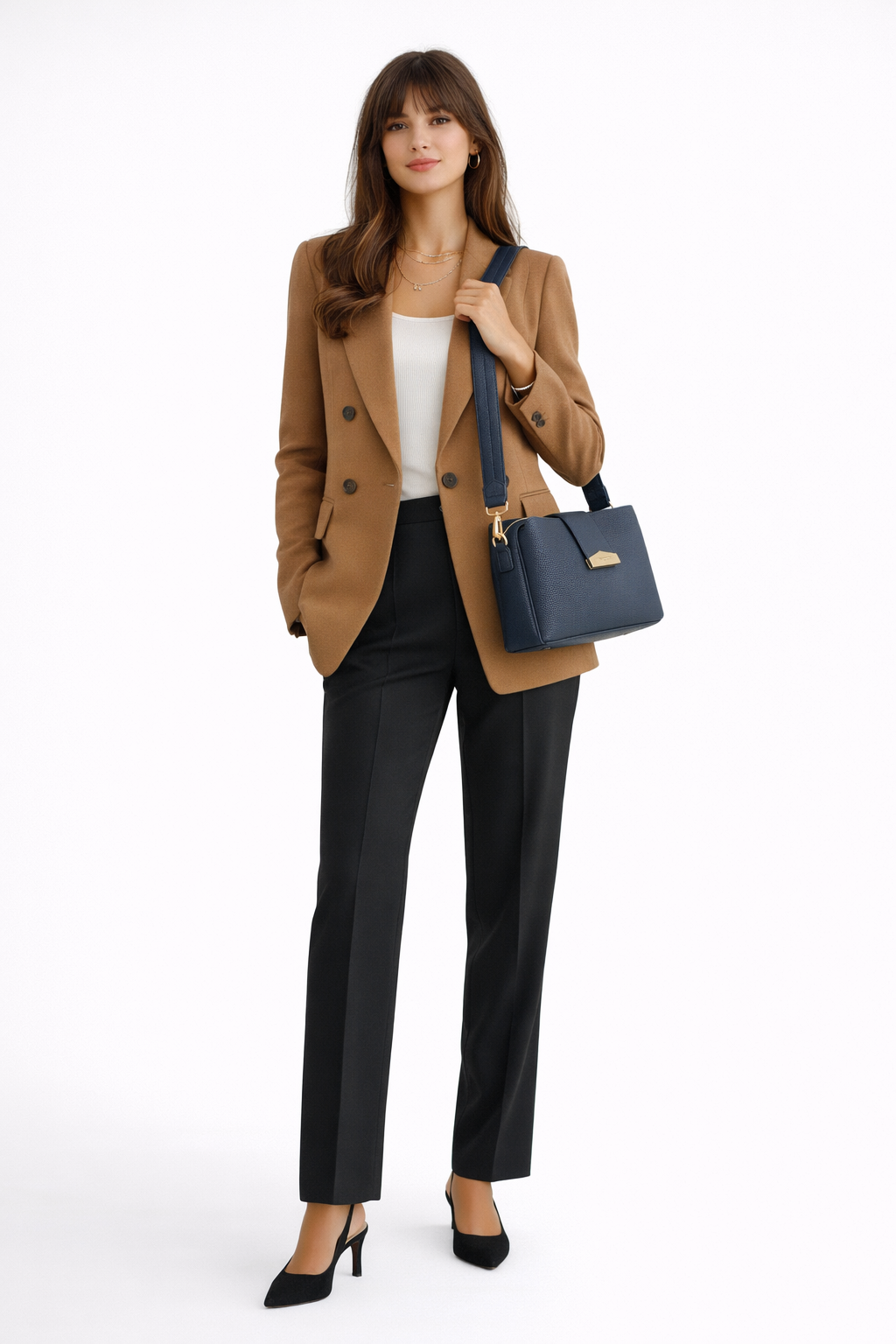 Calfskin leather shoulder bag Blue