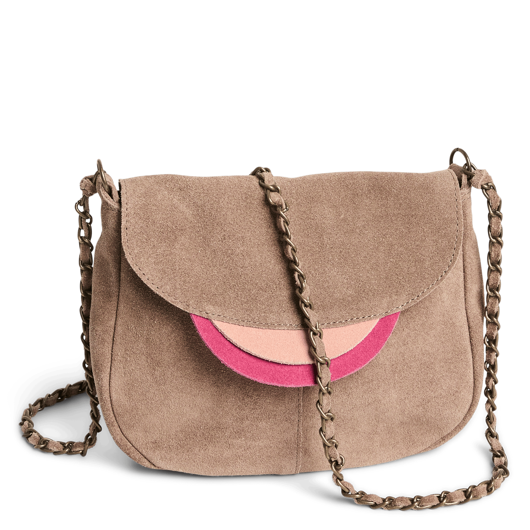 Schoudertas van fluweel PIECES Grijs