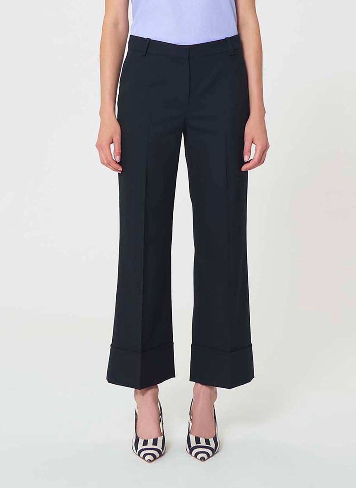 Pantalon tailleur évasée 7/8 ème TARA JARMON Bleu