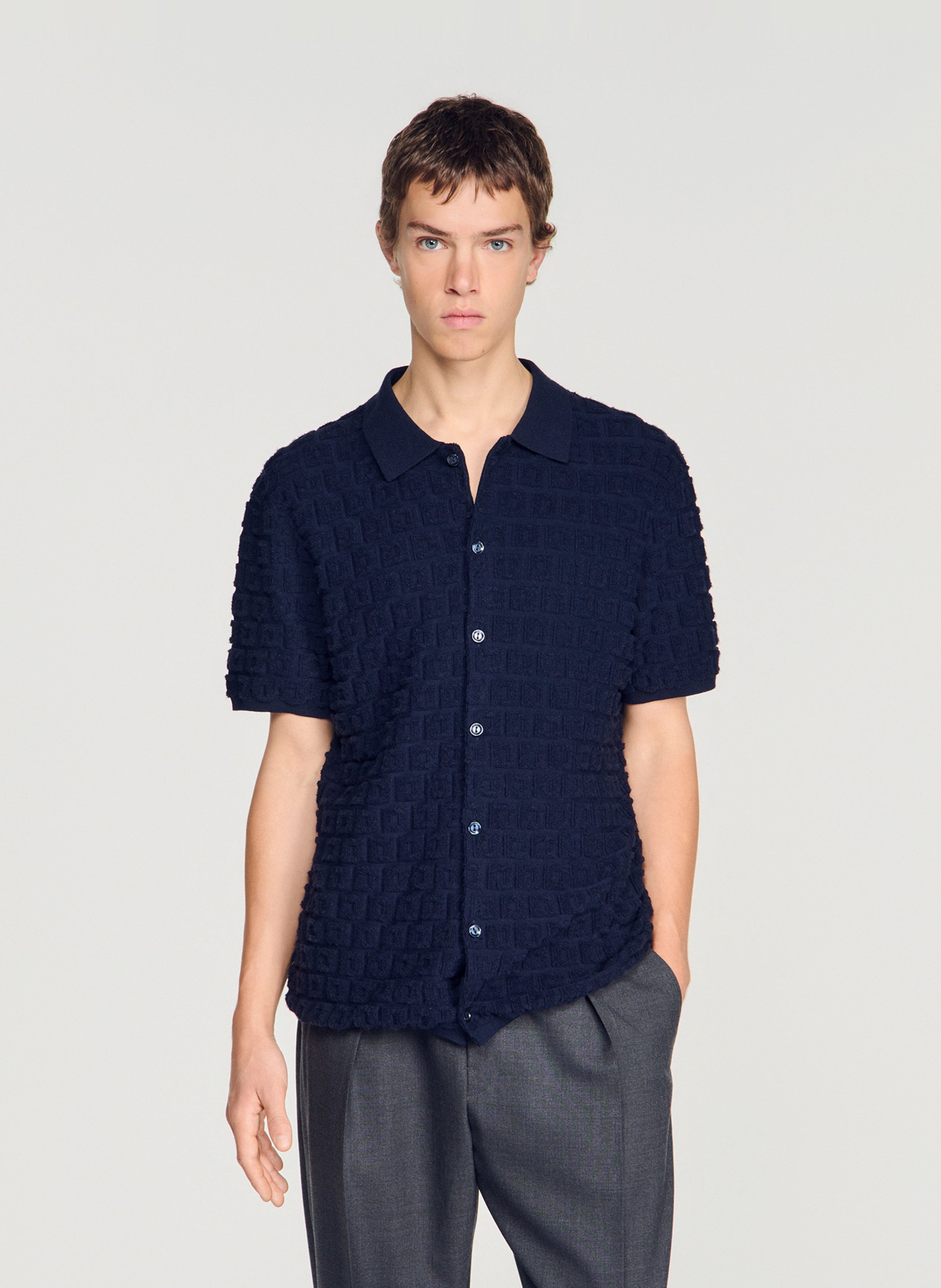 Recht vest met klassieke kraag SANDRO Blauw